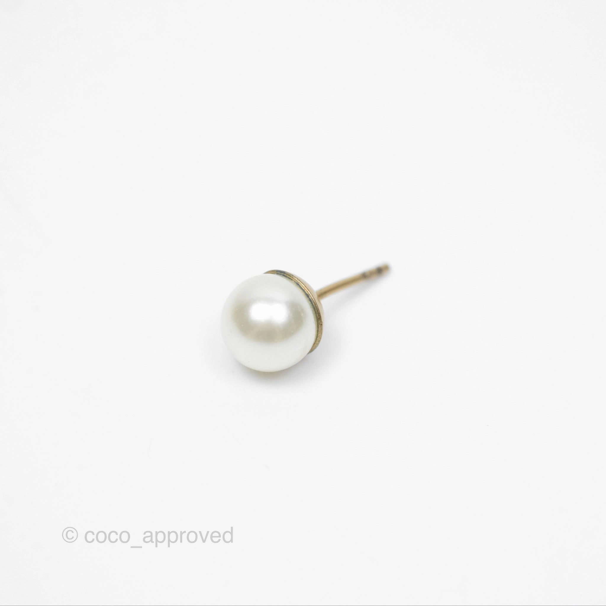 Christian Dior Tribales Pearl CD Earrings Gold Tone
