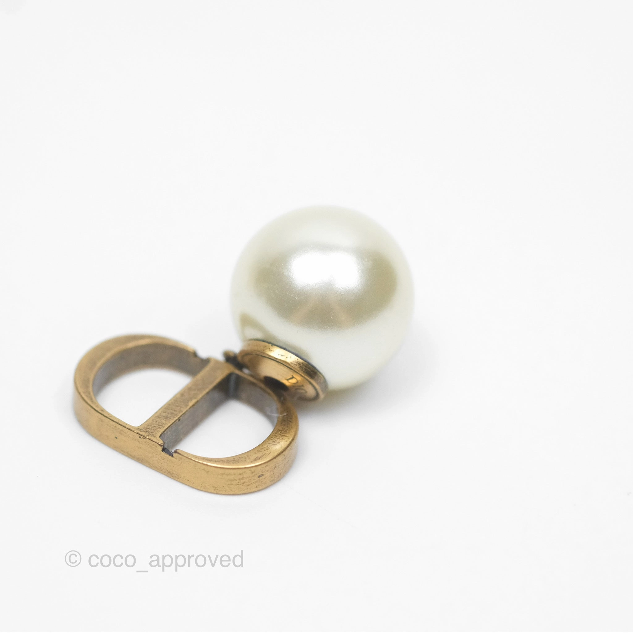 Christian Dior Tribales Pearl CD Earrings Gold Tone