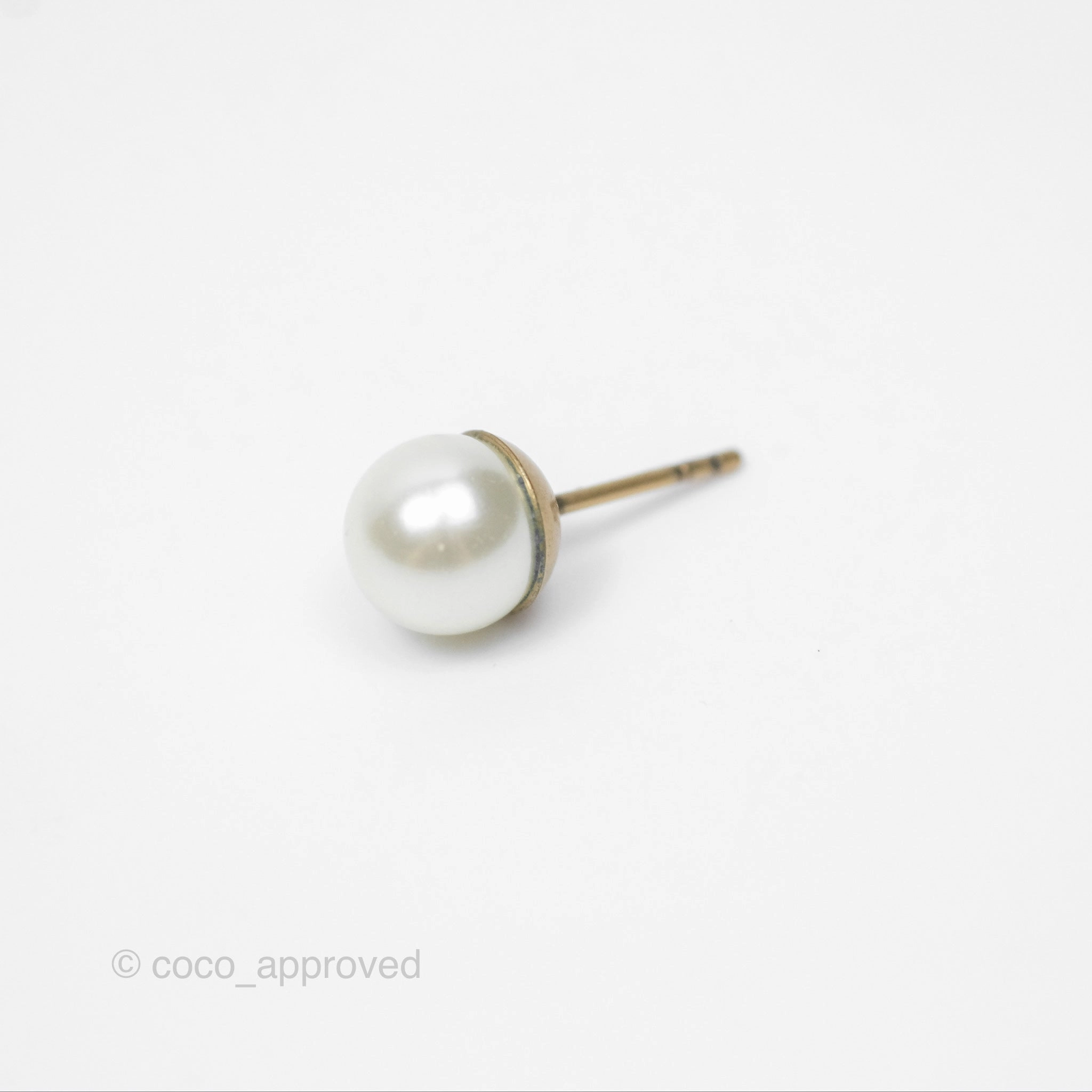 Christian Dior Tribales Pearl CD Earrings Gold Tone