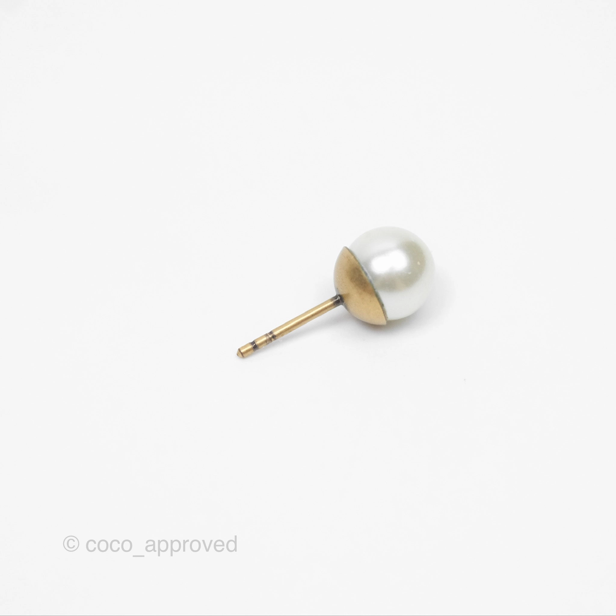 Christian Dior Tribales Pearl CD Earrings Gold Tone