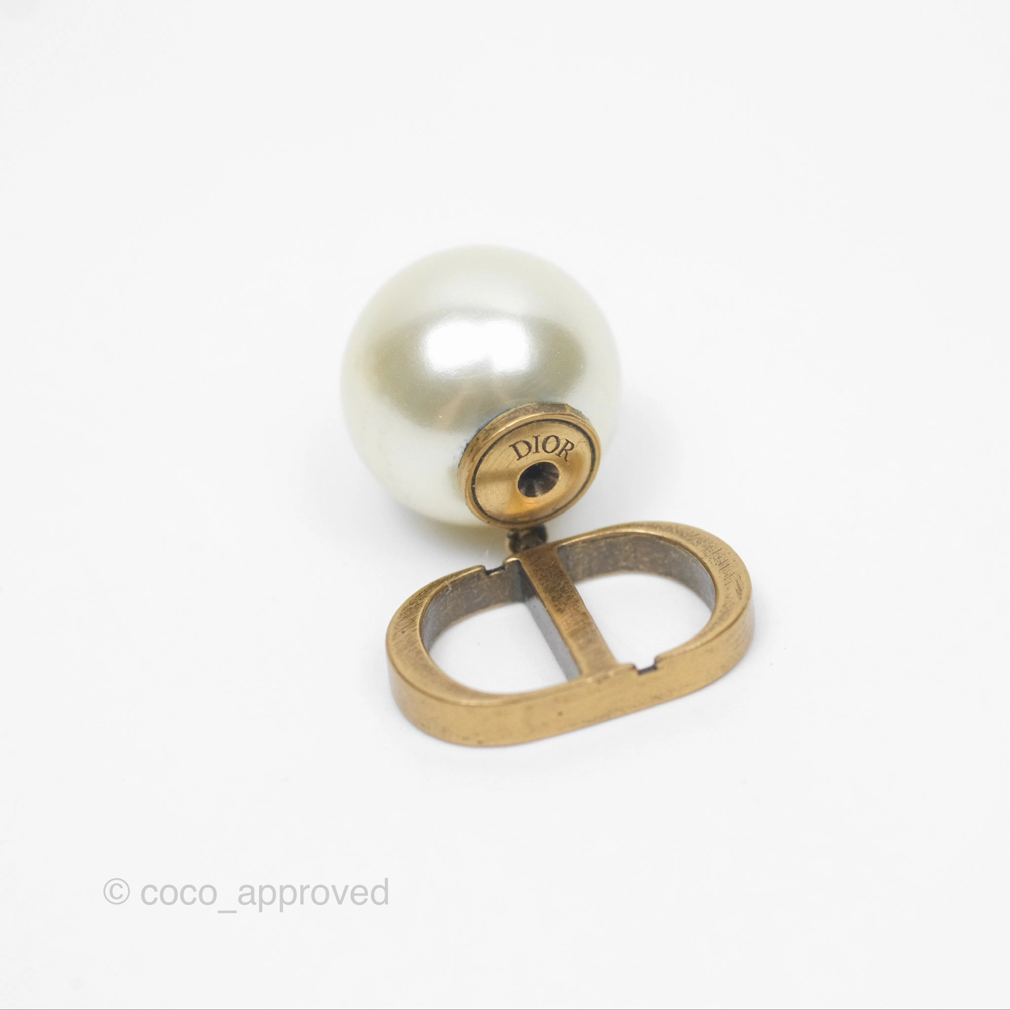 Christian Dior Tribales Pearl CD Earrings Gold Tone