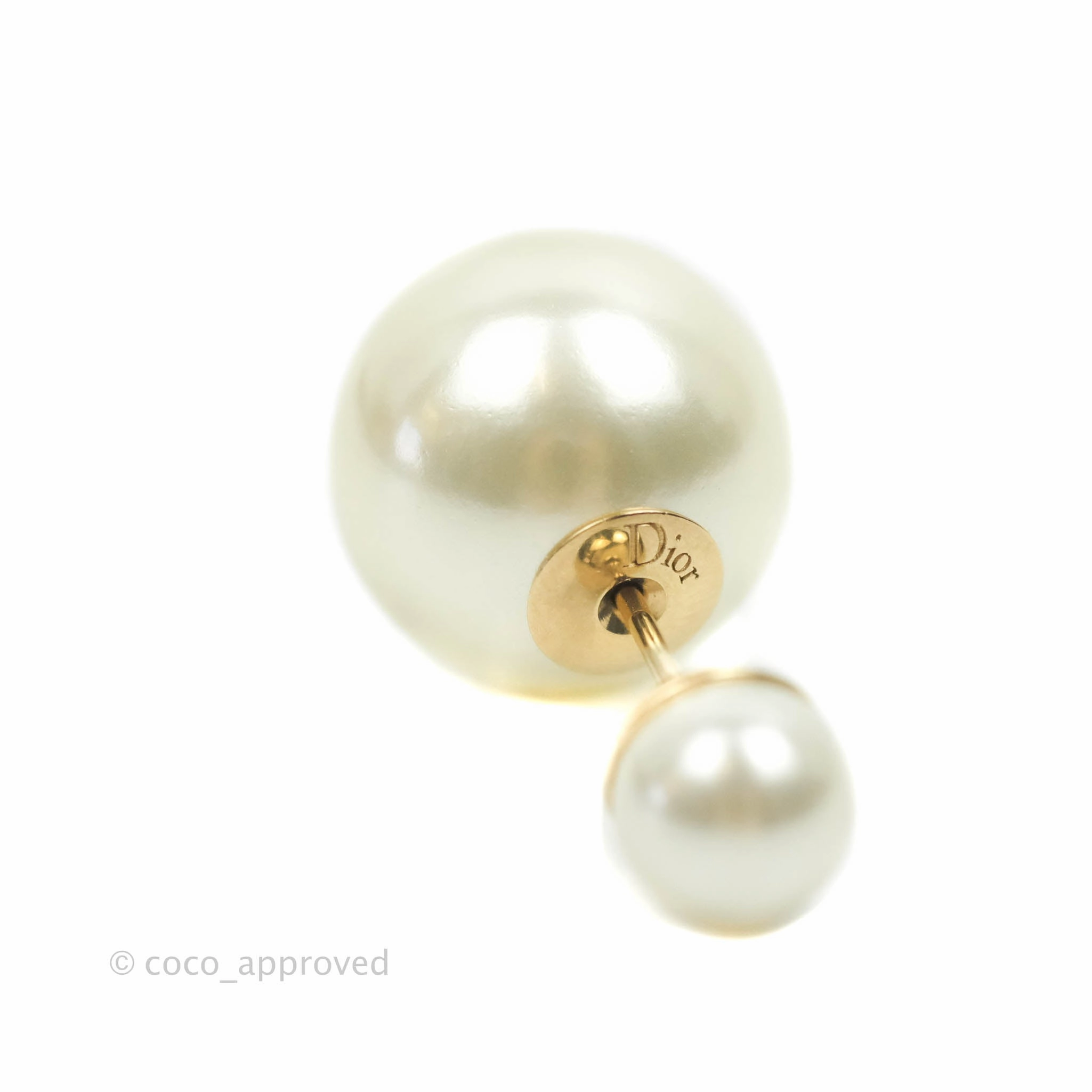 Christian Dior Tribales Pearl Earrings Gold Tone