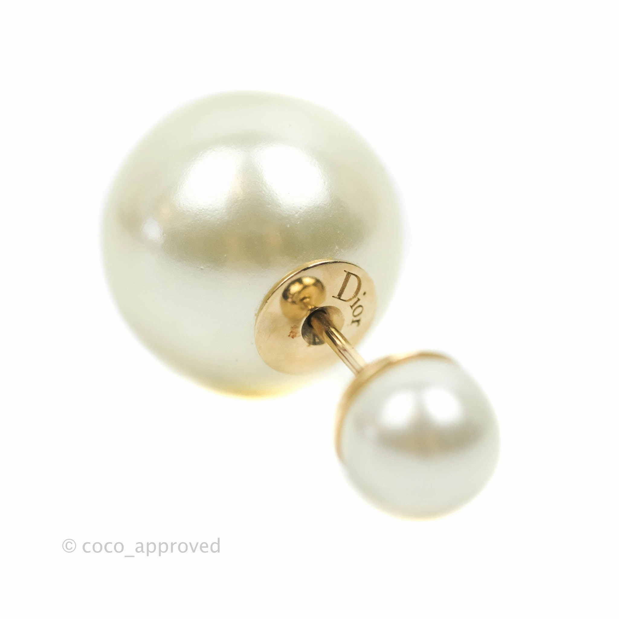 Christian Dior Tribales Pearl Earrings Gold Tone