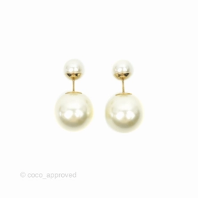 Christian Dior Tribales Pearl Earrings Gold Tone