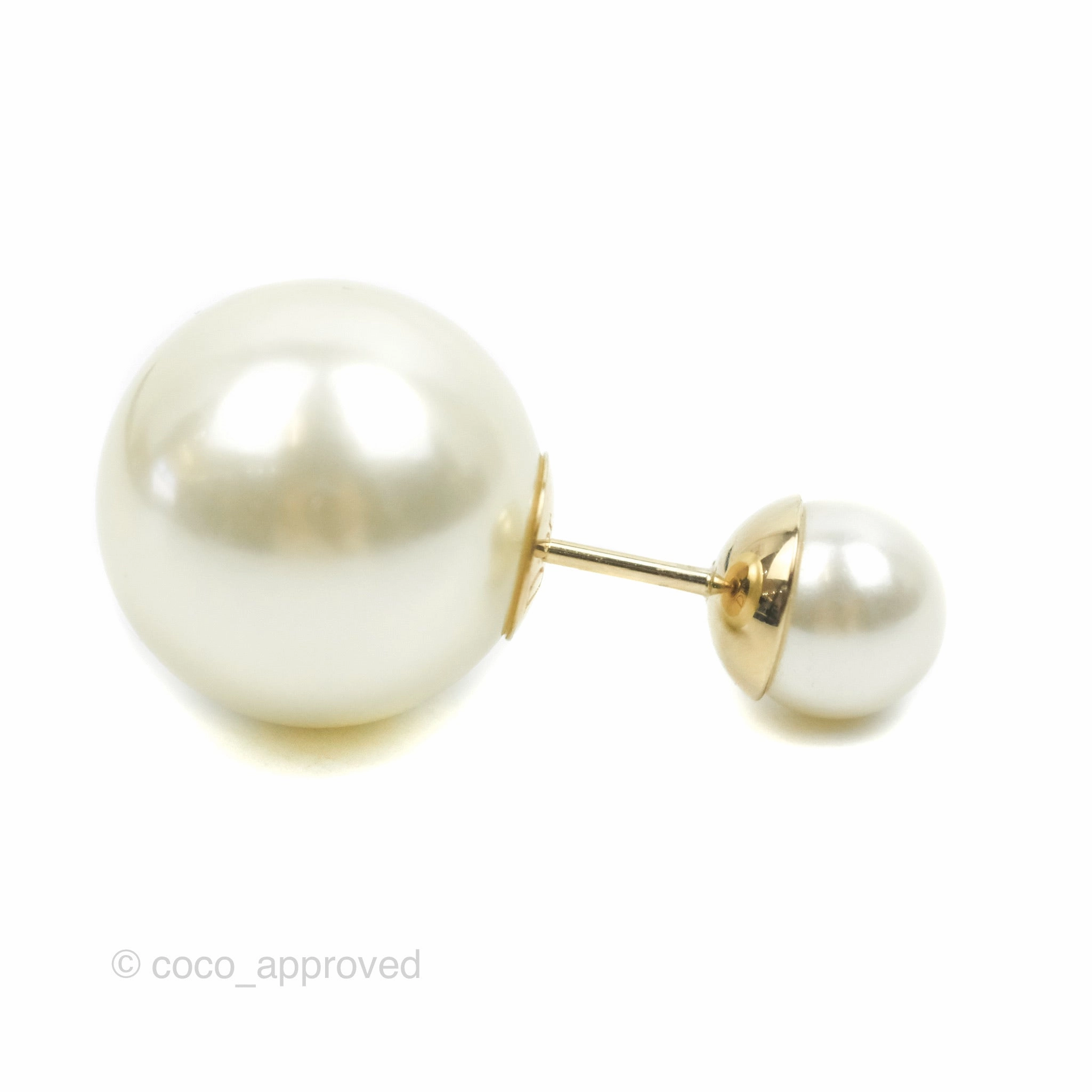 Christian Dior Tribales Pearl Earrings Gold Tone