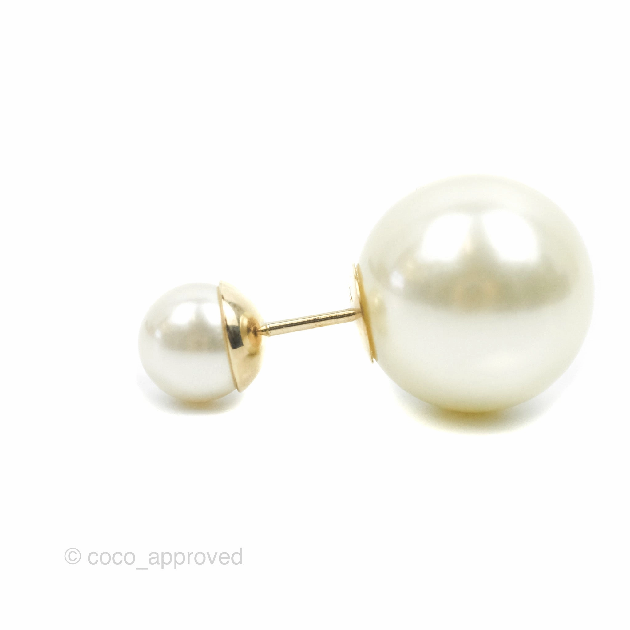 Christian Dior Tribales Pearl Earrings Gold Tone