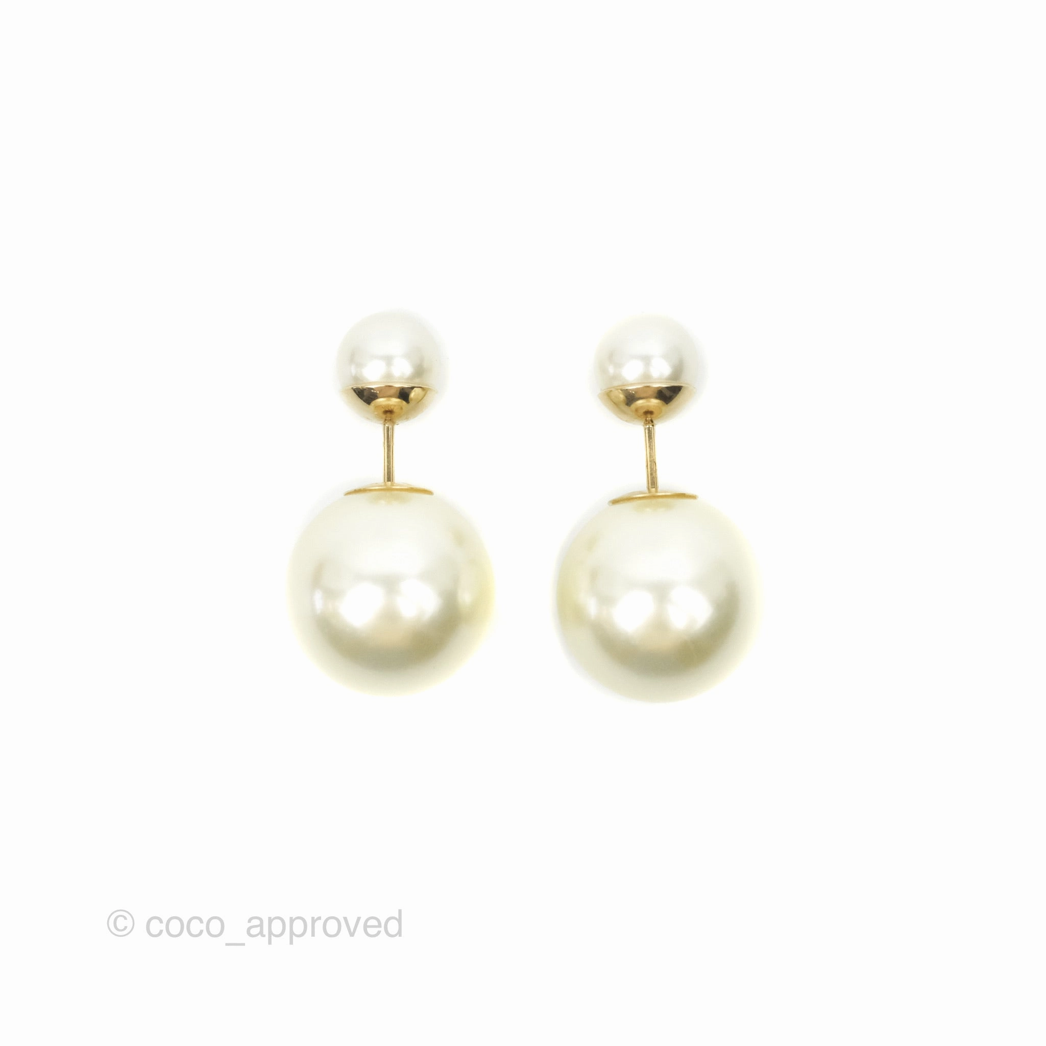 Christian Dior Tribales Pearl Earrings Gold Tone