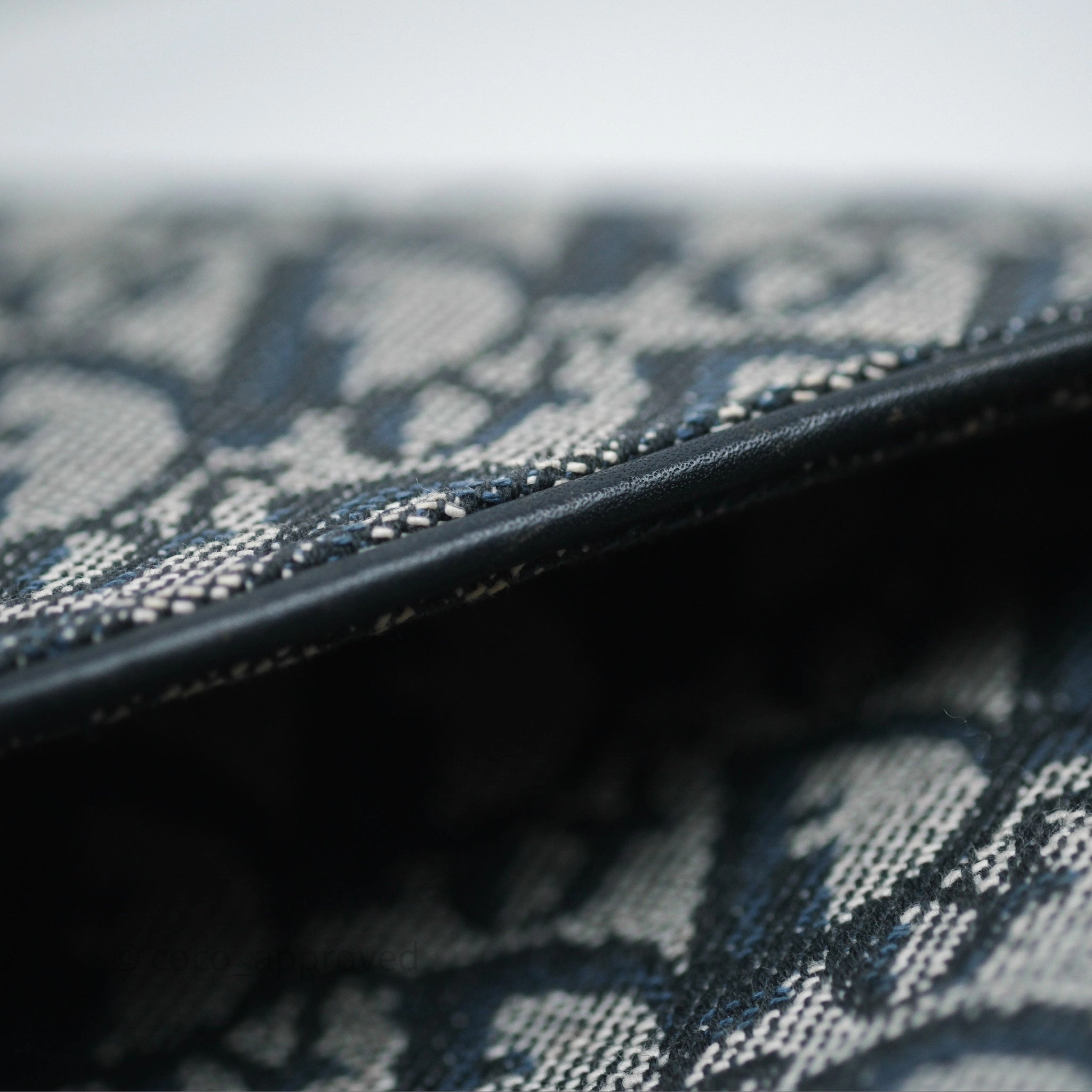 Christian Dior Vintage Saddle Bag Blue Oblique Jacquard Gold Hardware