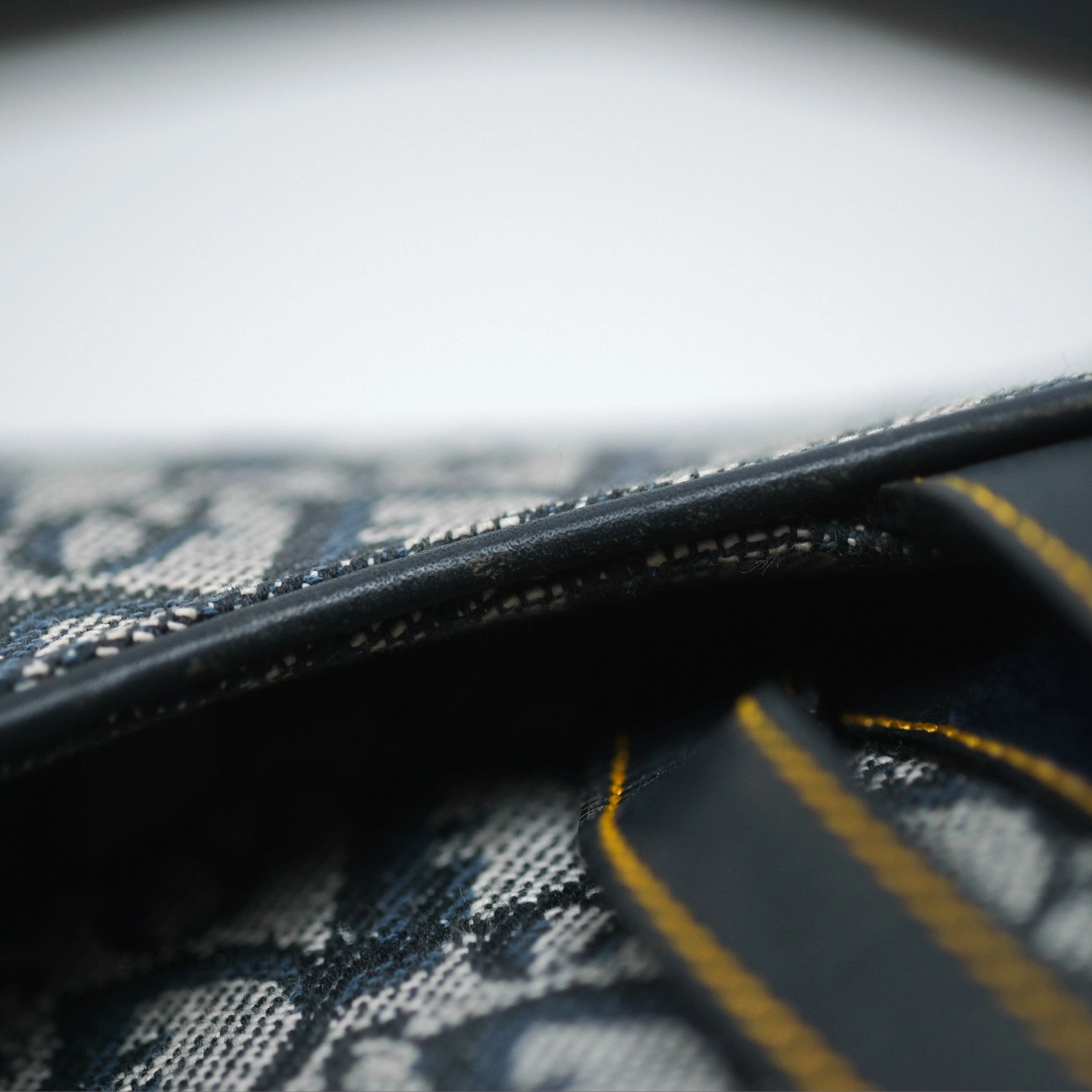 Christian Dior Vintage Saddle Bag Blue Oblique Jacquard Gold Hardware