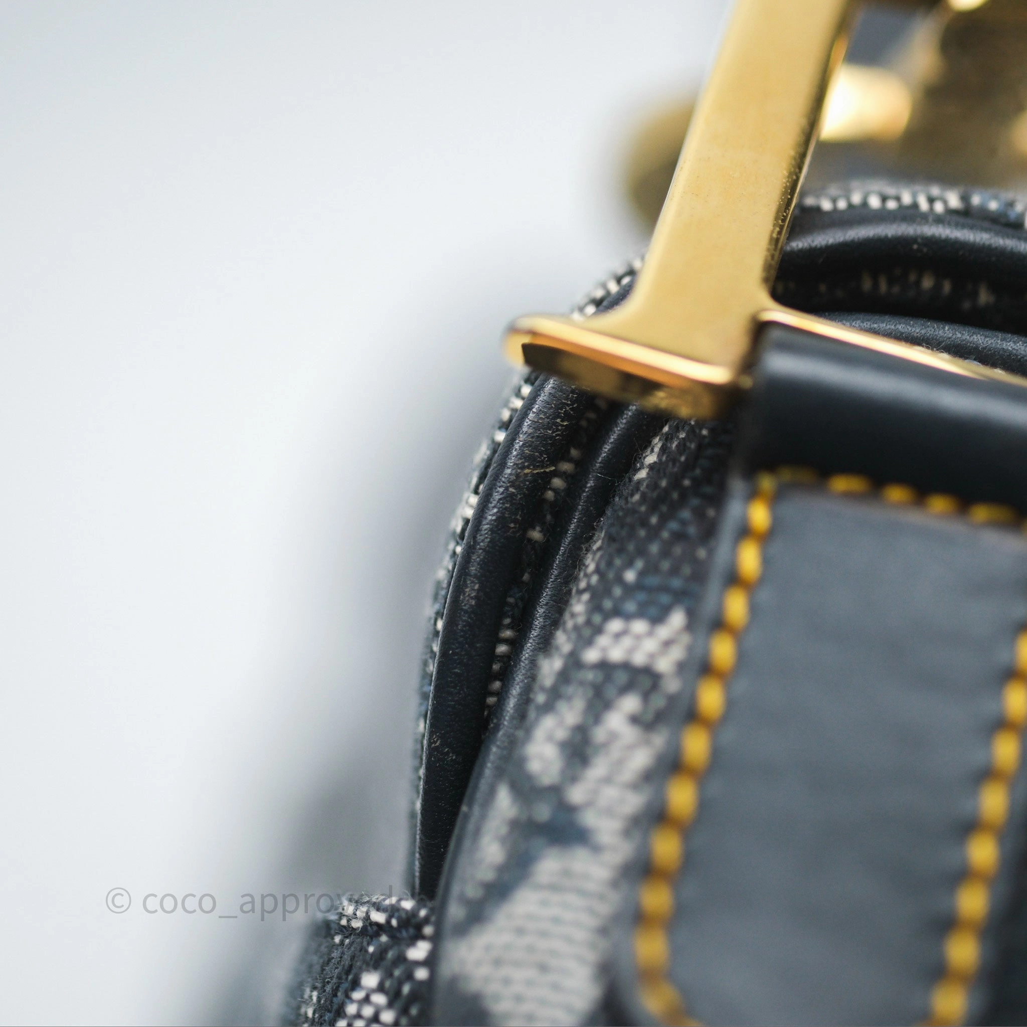 Christian Dior Vintage Saddle Bag Blue Oblique Jacquard Gold Hardware