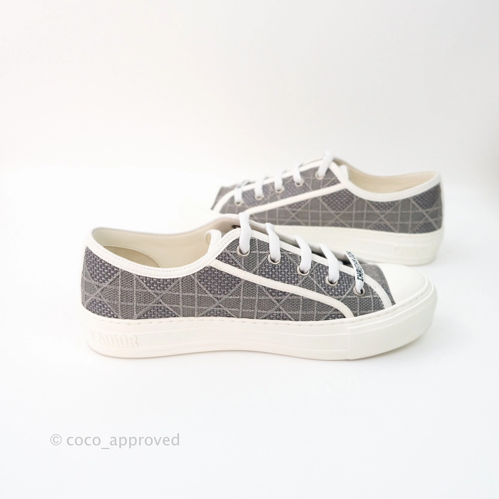 Christian Dior Walk'n'Dior Gray Cannage Embroidered Metallic Cotton