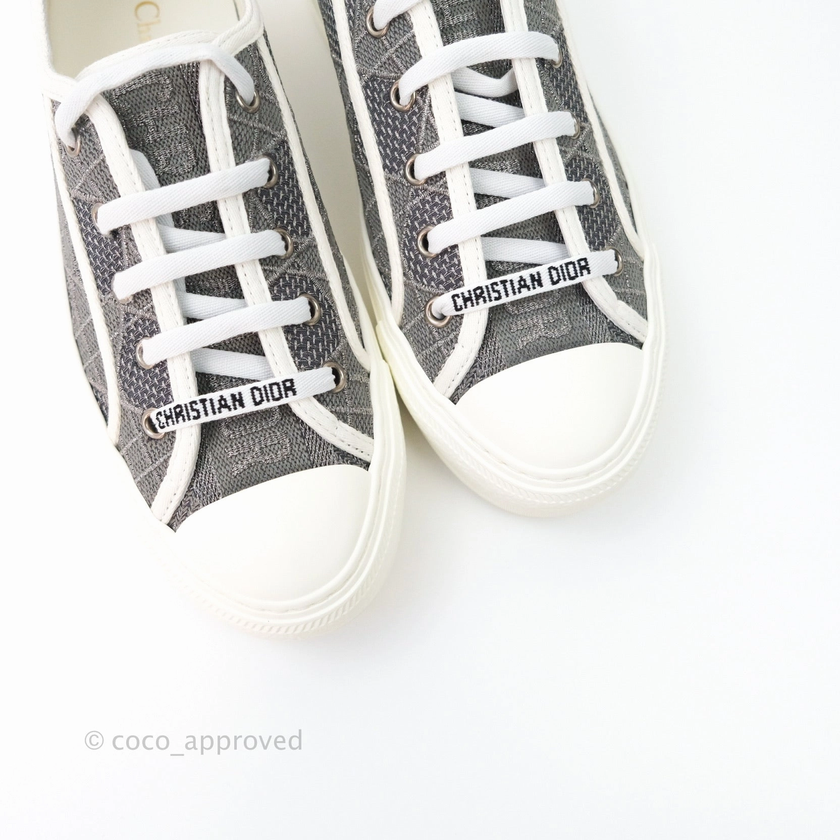 Christian Dior Walk'n'Dior Gray Cannage Embroidered Metallic Cotton