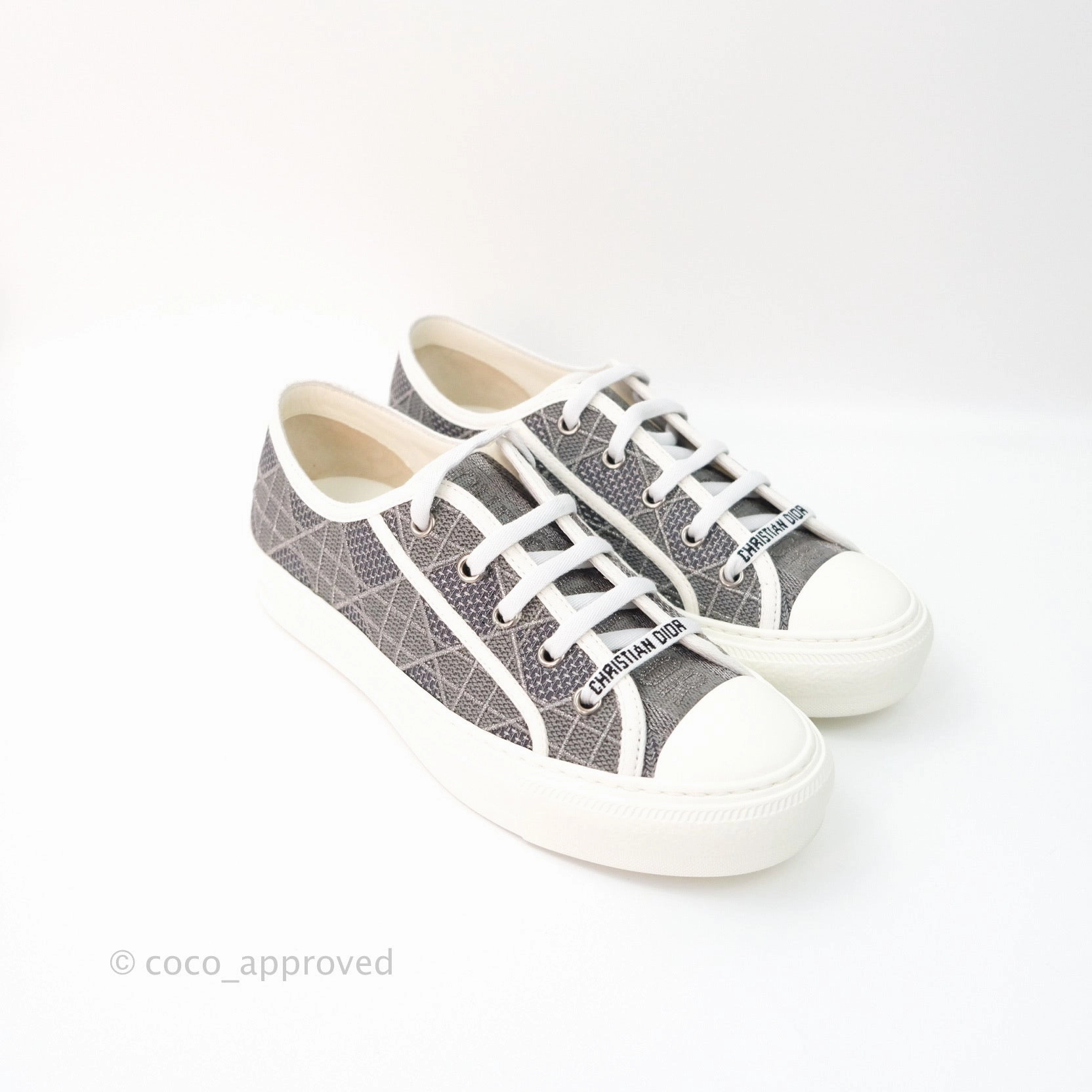 Christian Dior Walk'n'Dior Gray Cannage Embroidered Metallic Cotton