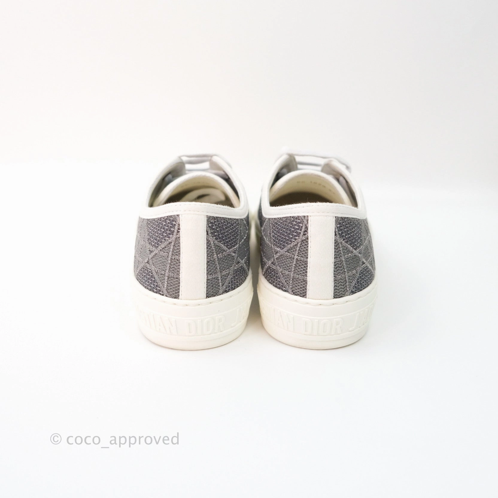 Christian Dior Walk'n'Dior Gray Cannage Embroidered Metallic Cotton