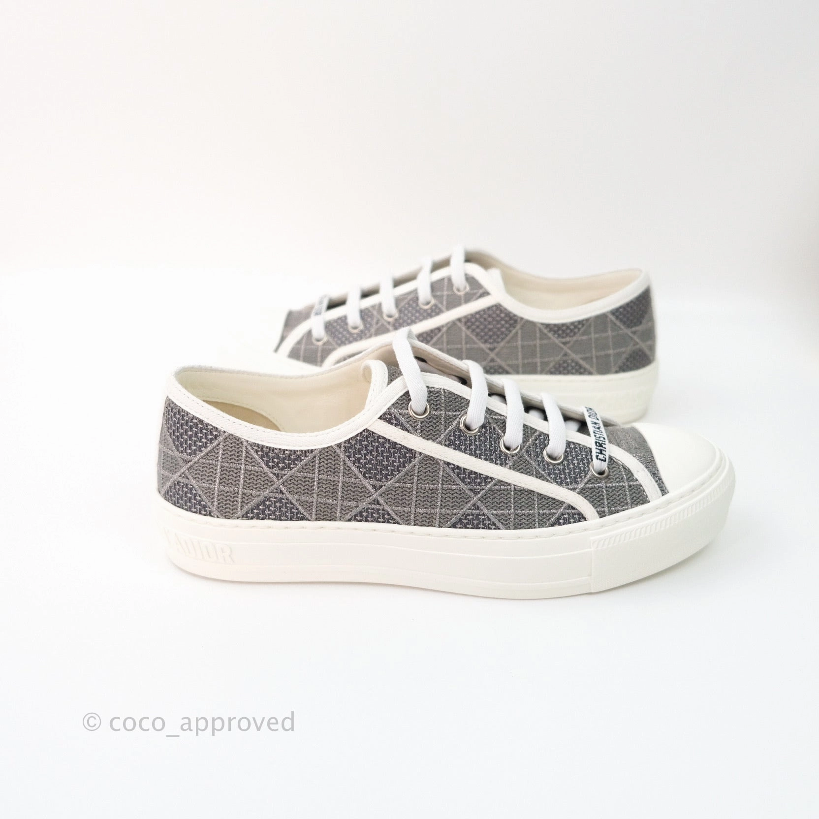 Christian Dior Walk'n'Dior Gray Cannage Embroidered Metallic Cotton