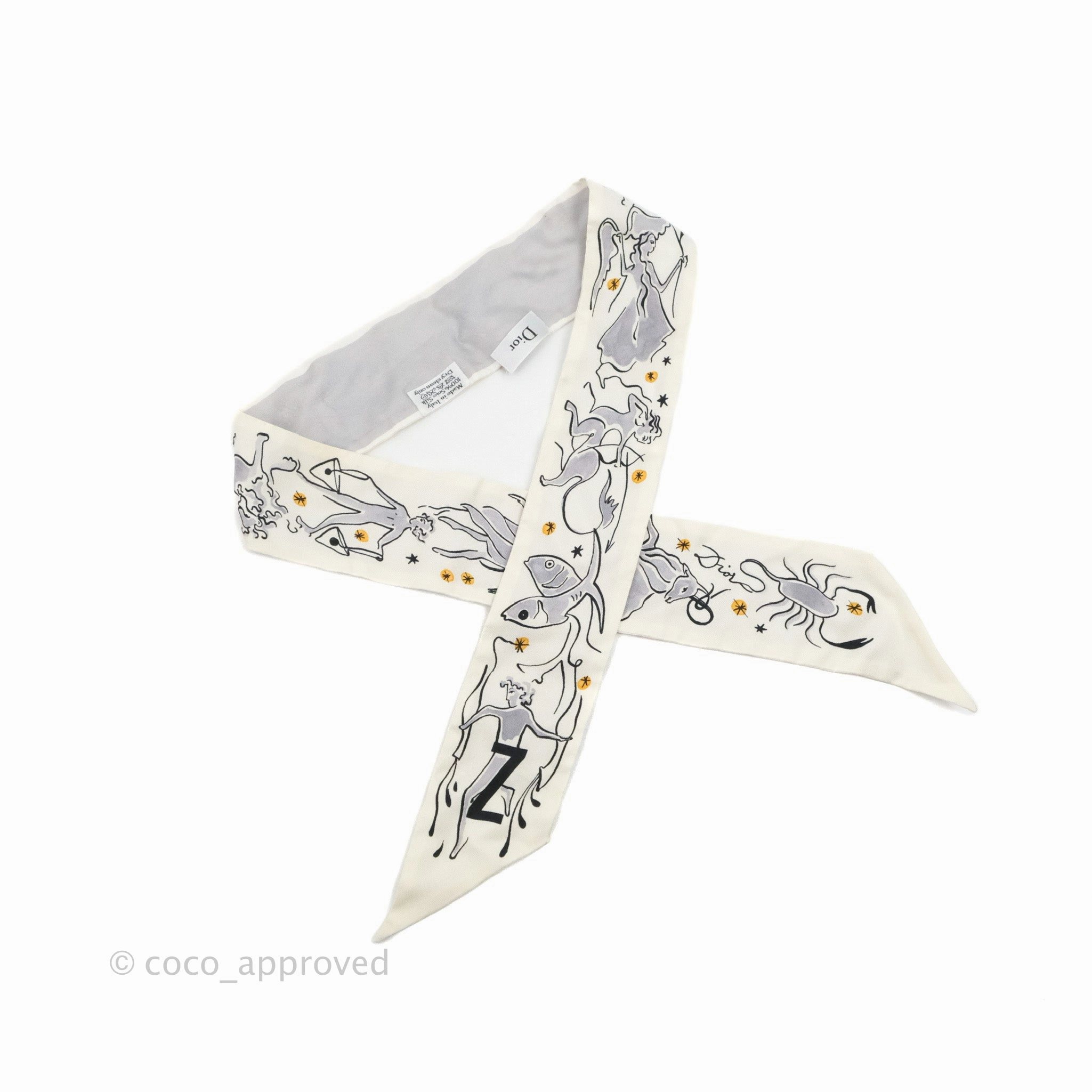 Christian Dior Zodiaque Silk Twilly Ivory