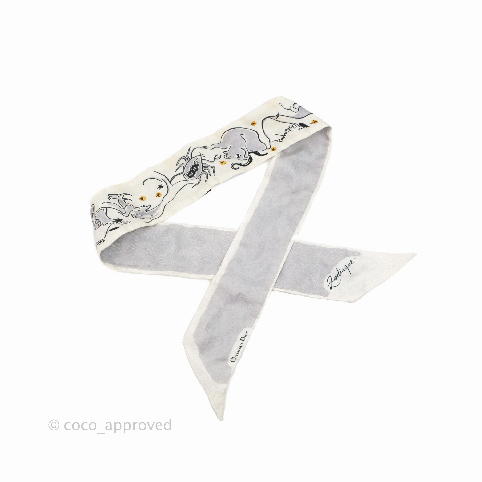 Christian Dior Zodiaque Silk Twilly Ivory