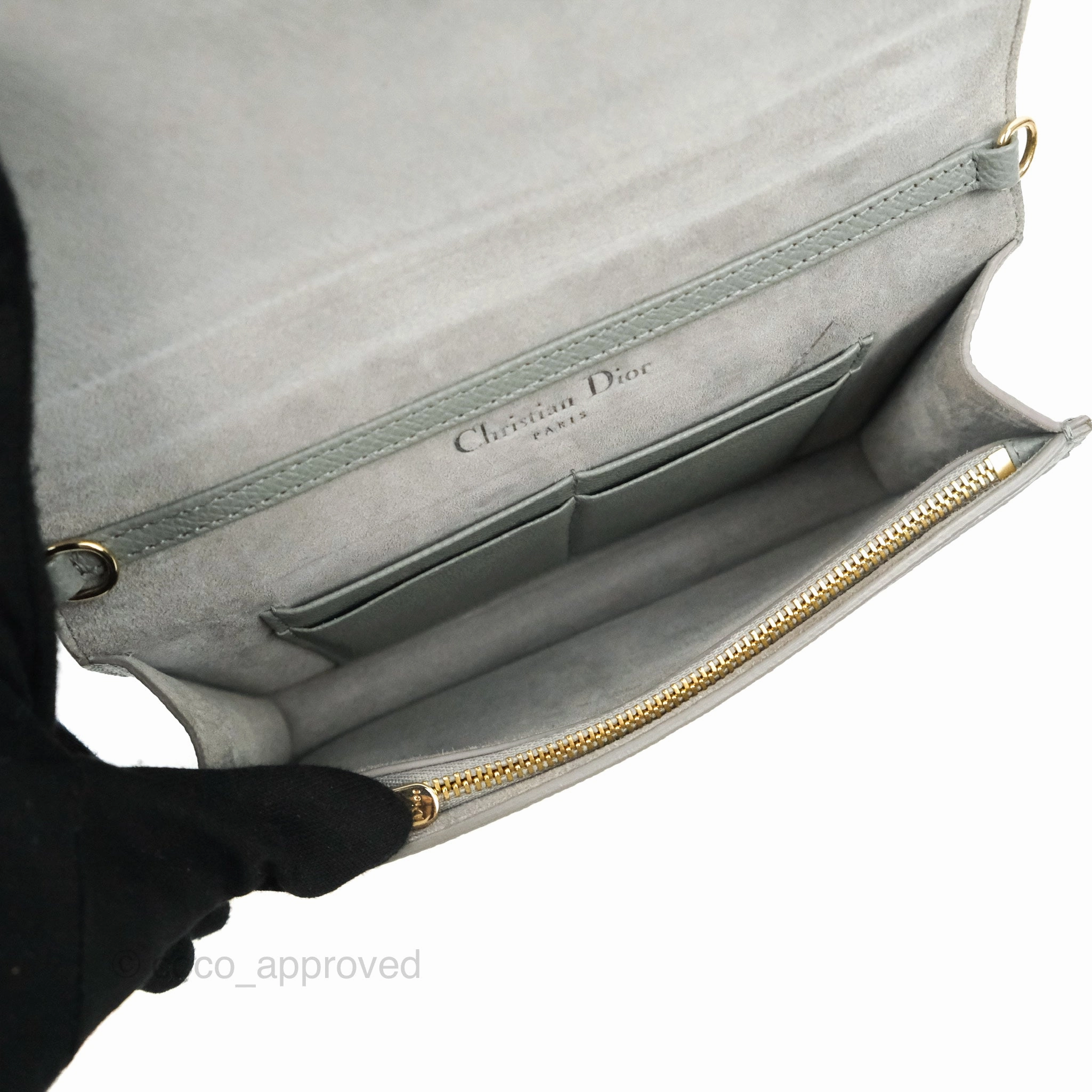 Dior 2-in-1 30 Montaigne Pouch Grey Grained Calfskin
