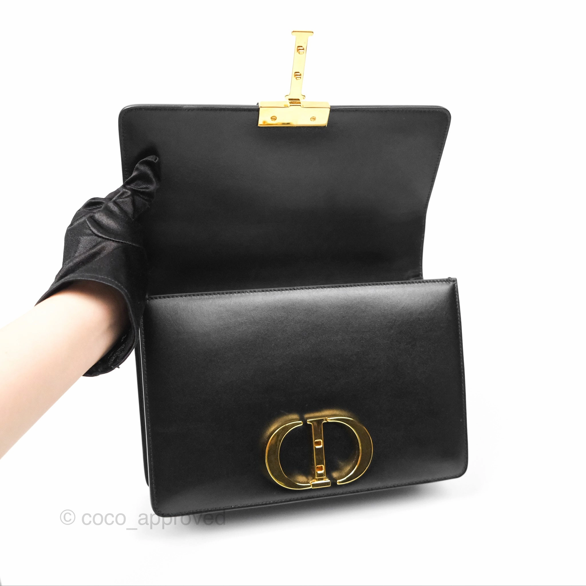 Dior 30 Montaigne Bag Black Box Calfskin