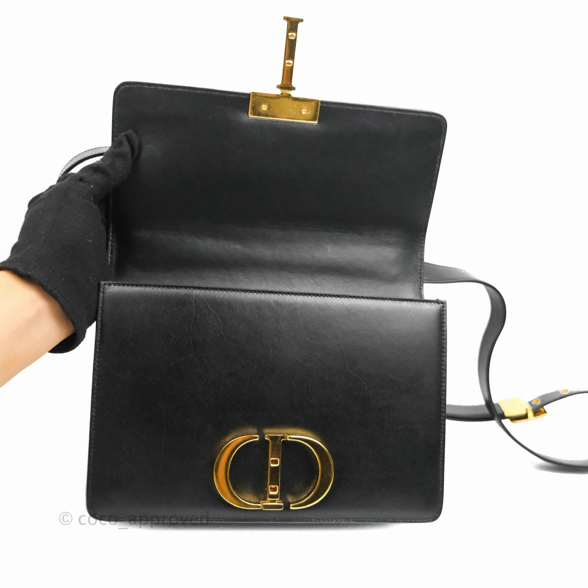 Dior 30 Montaigne Bag Black Calfskin Gold Hardware