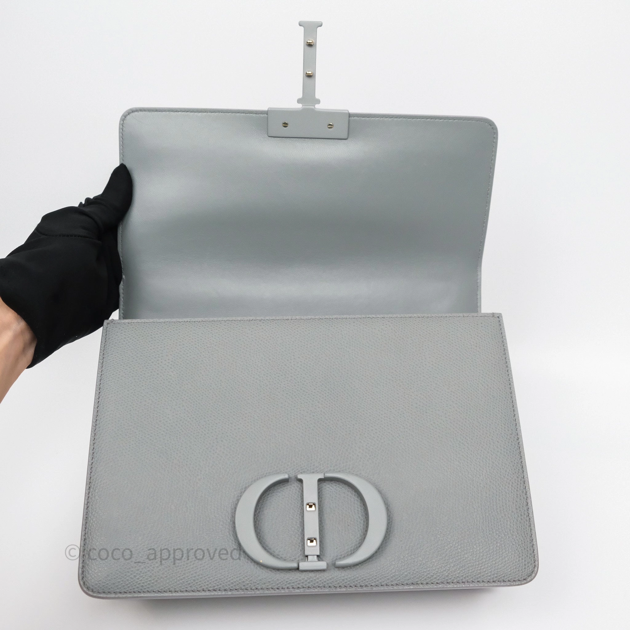 Dior 30 Montaigne Bag Grey Ultra Matte Grained Calfskin