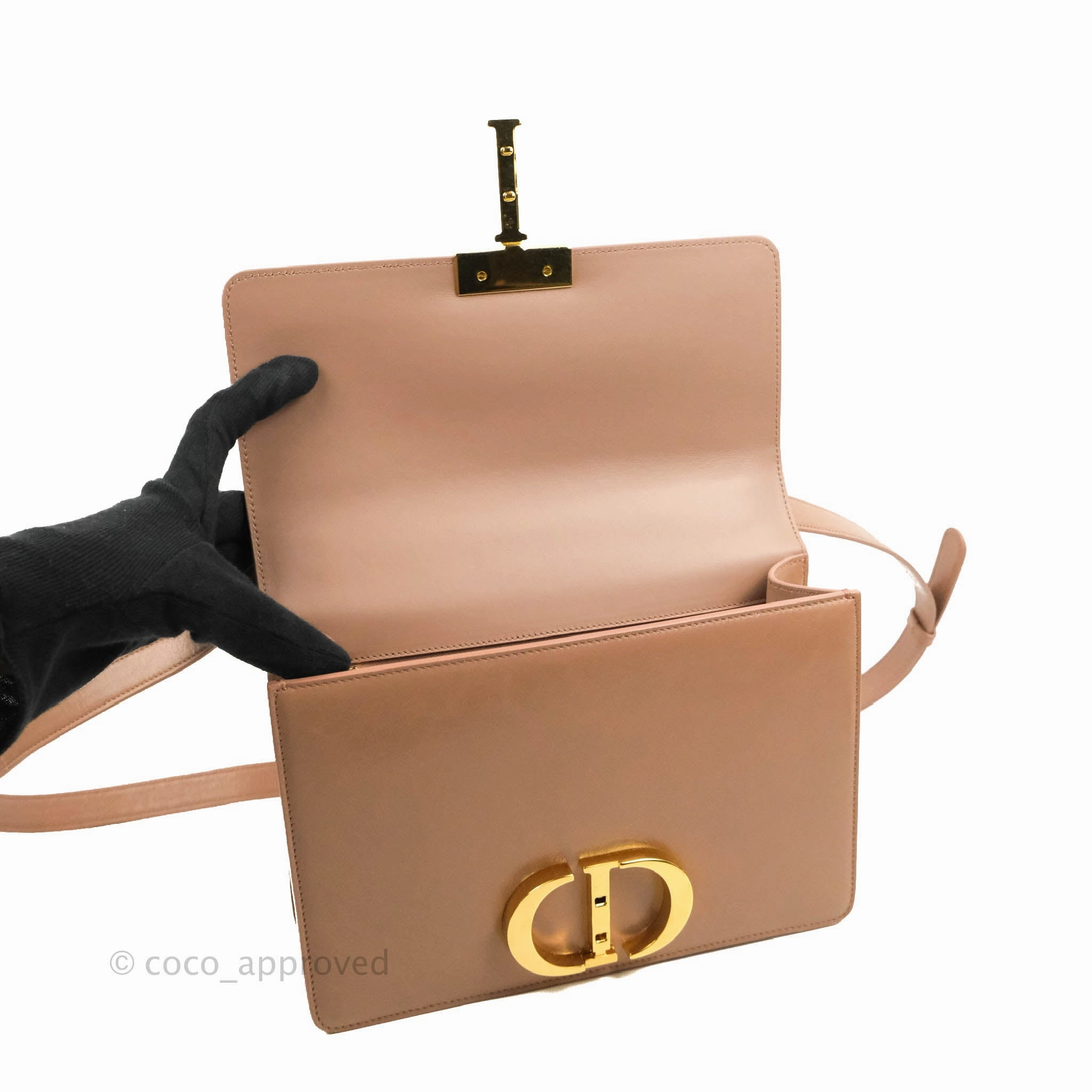 Dior 30 Montaigne Bag Rose Des Vents Crinkled Calfskin Gold Hardware