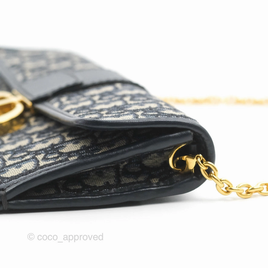 Dior 30 Montaigne Clutch Navy Oblique Canvas