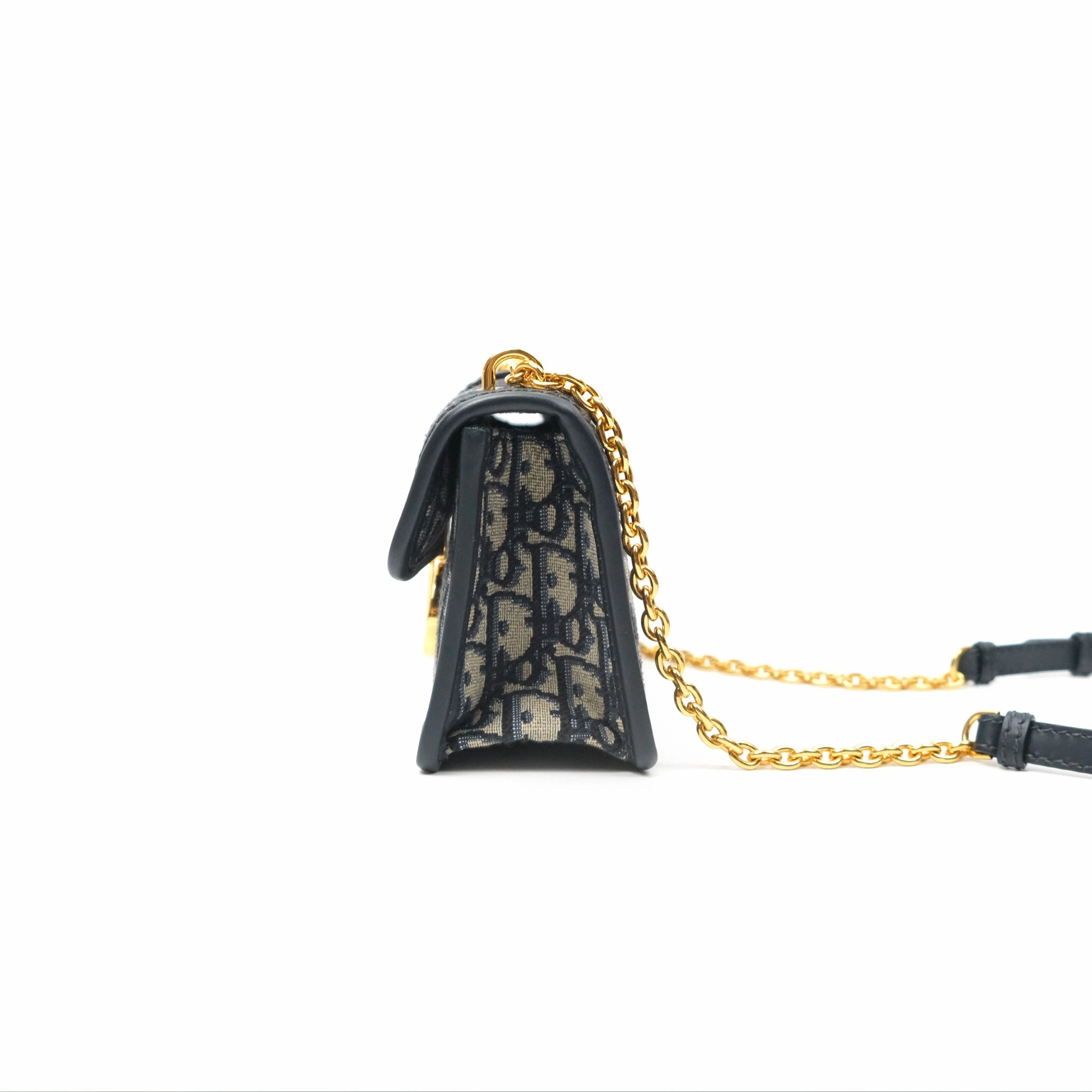 Dior 30 Montaigne East-West Bag With Chain Blue Dior Oblique Jacquard