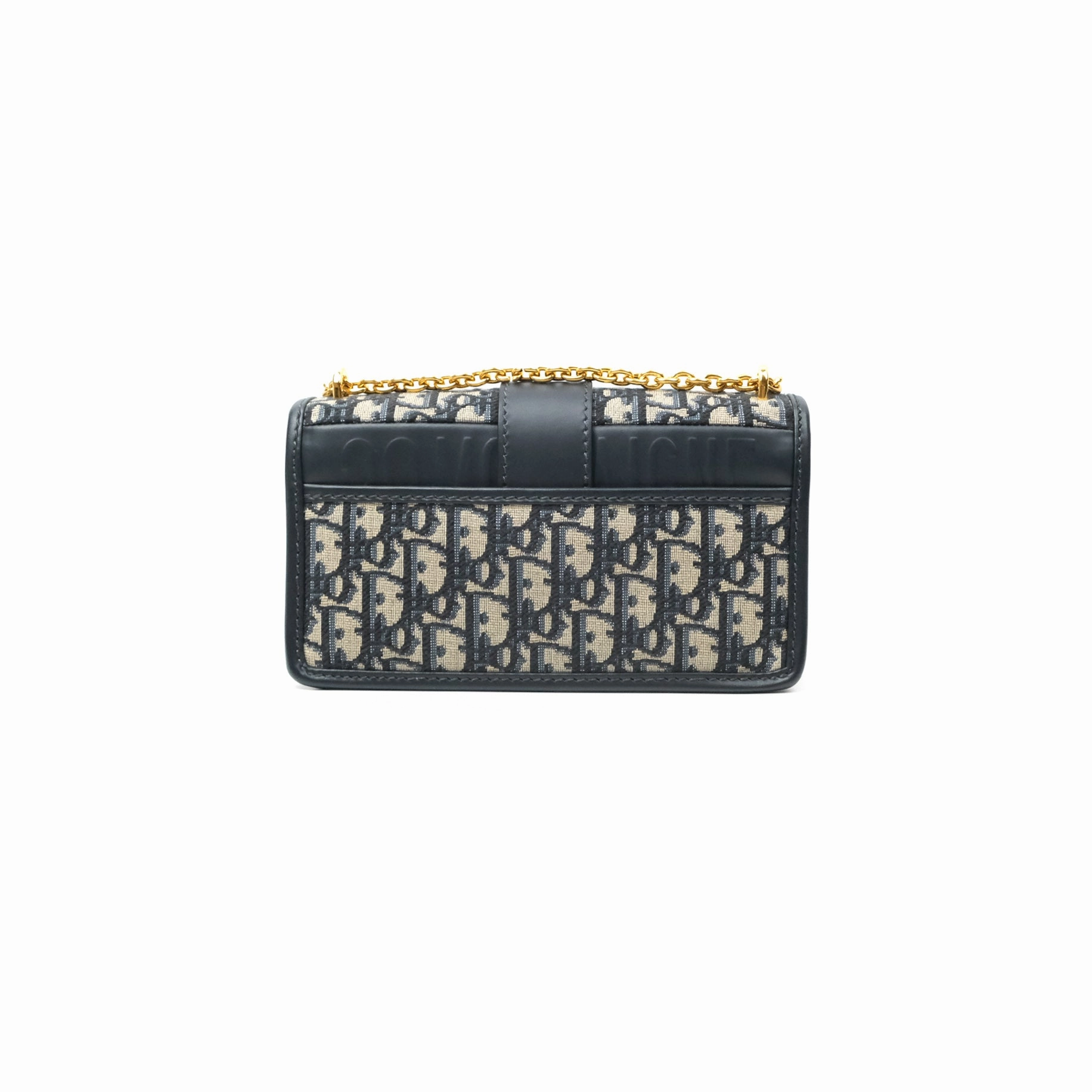 Dior 30 Montaigne East-West Bag With Chain Blue Dior Oblique Jacquard