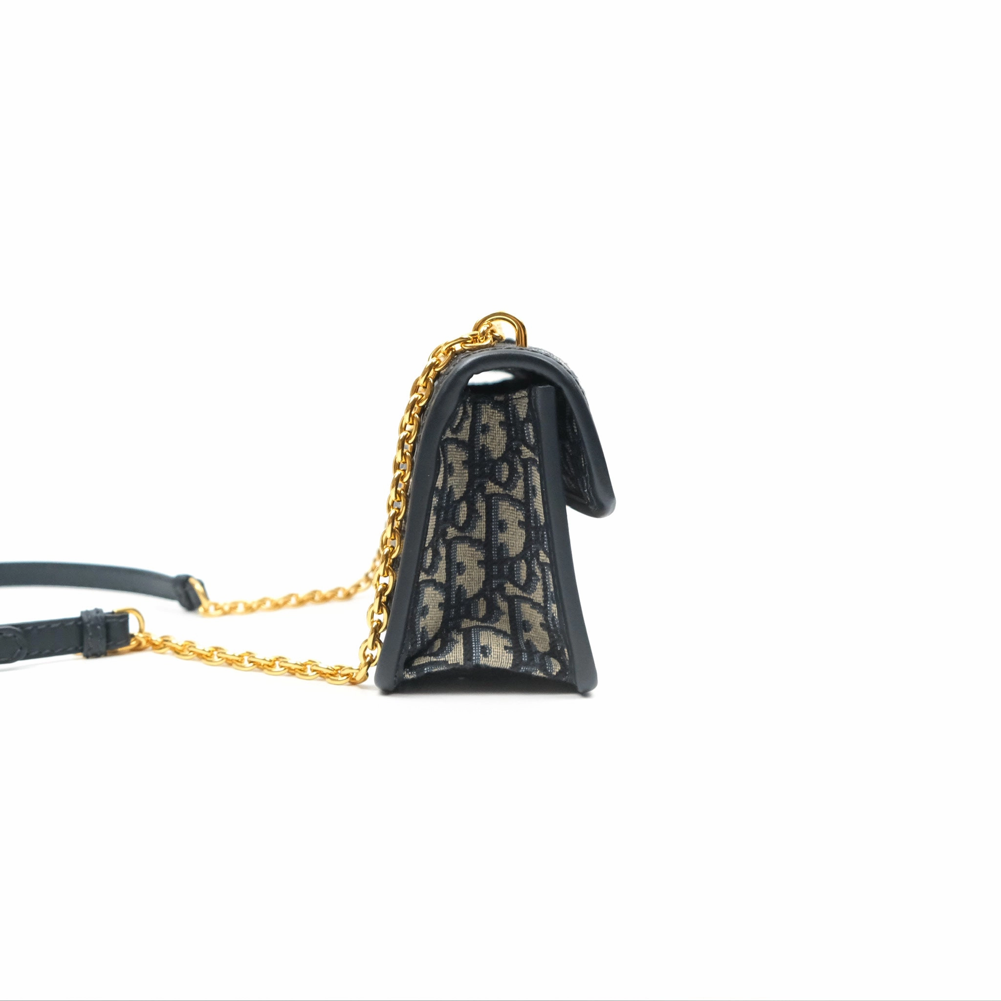 Dior 30 Montaigne East-West Bag With Chain Blue Dior Oblique Jacquard