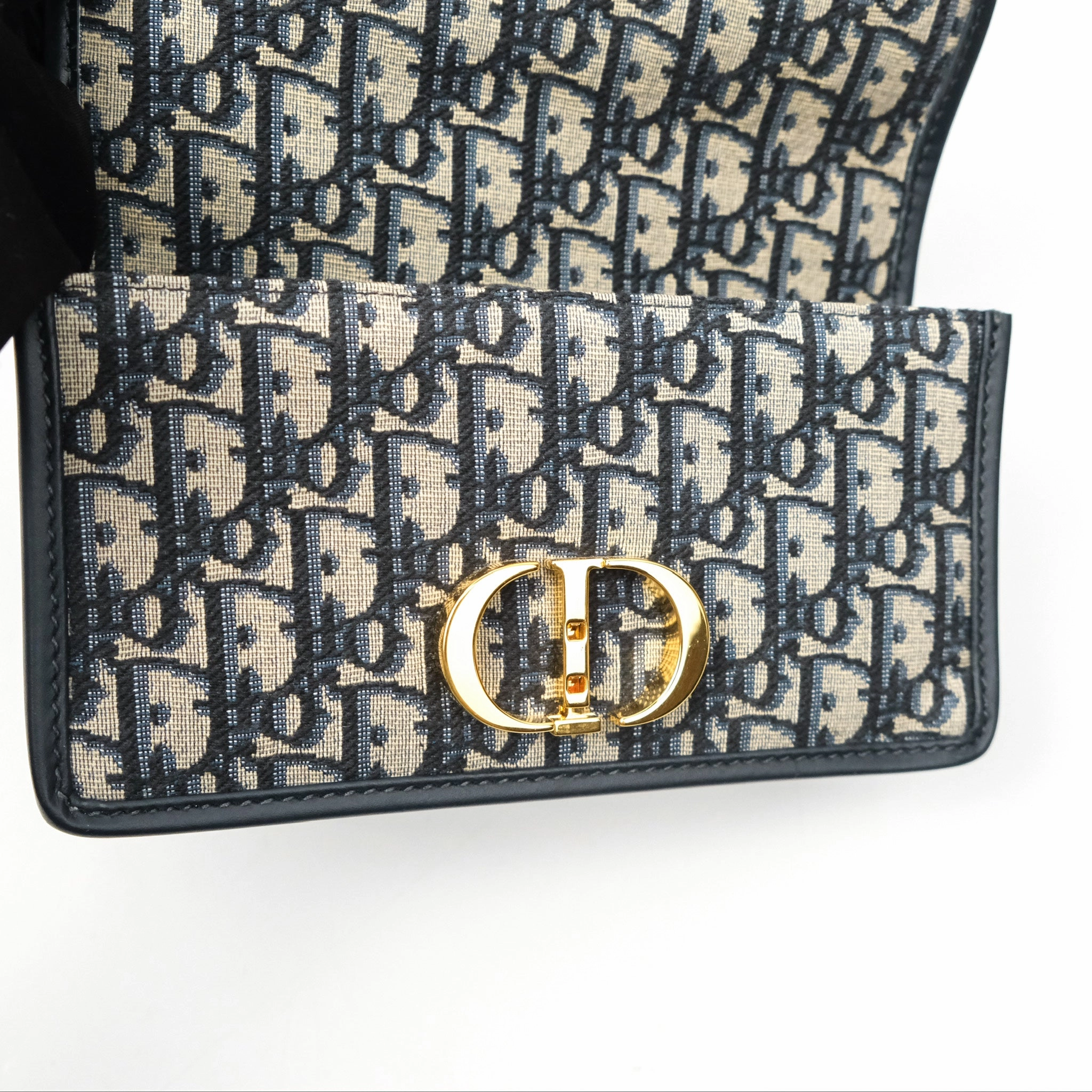 Dior 30 Montaigne East-West Bag With Chain Blue Dior Oblique Jacquard