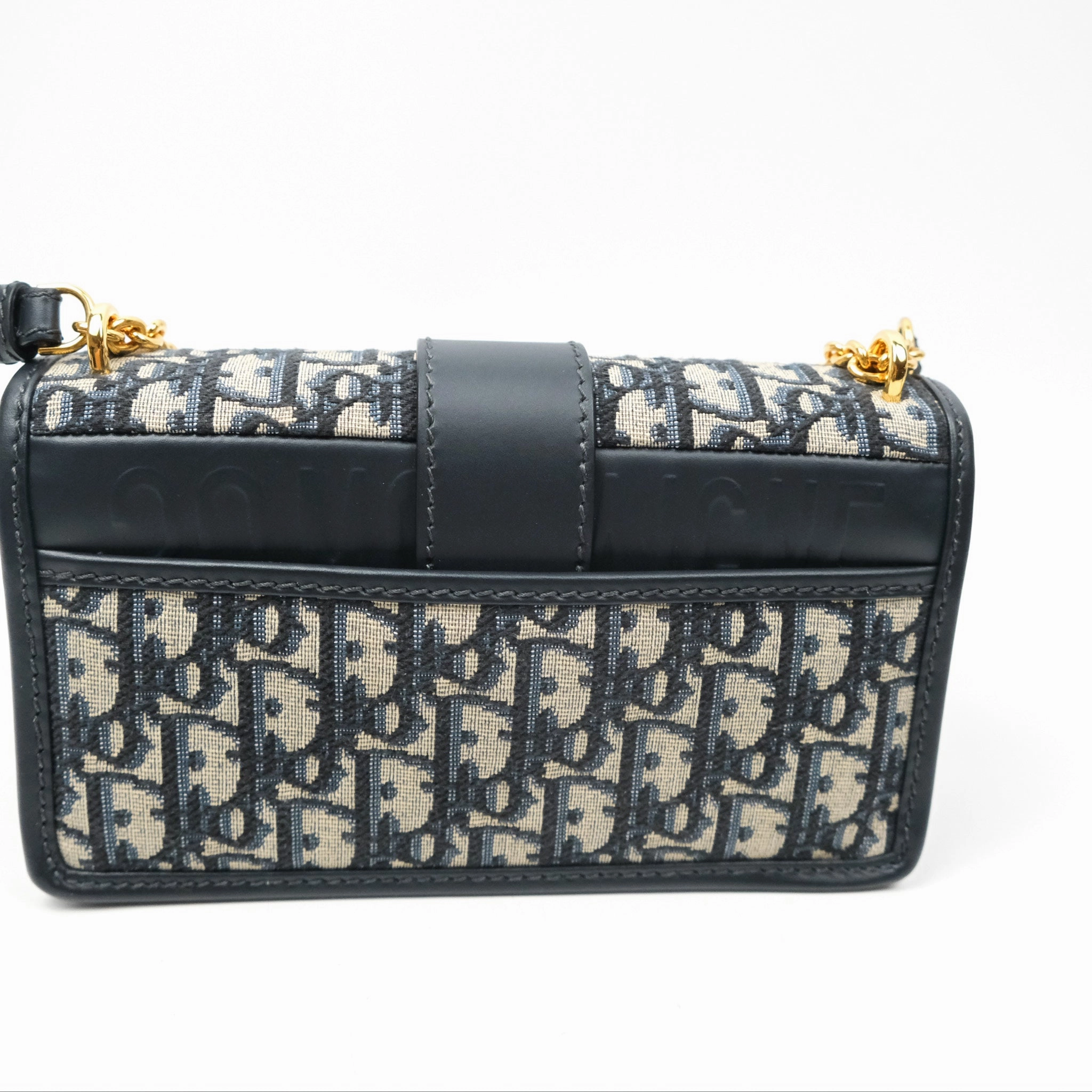 Dior 30 Montaigne East-West Bag With Chain Blue Dior Oblique Jacquard