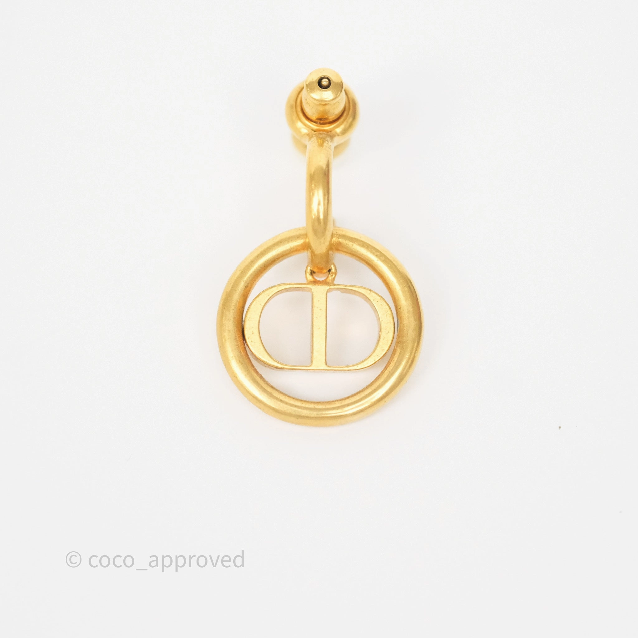 Dior 30 Montaigne Pearl Drop Earrings Aged Gold Tone
