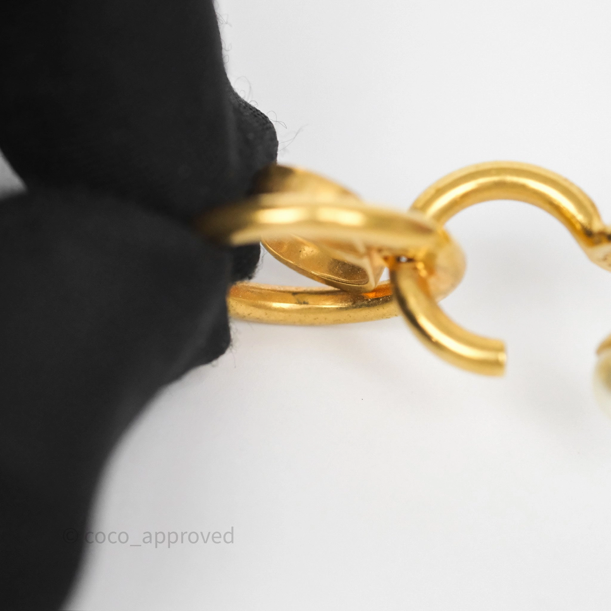 Dior 30 Montaigne Pearl Drop Earrings Aged Gold Tone