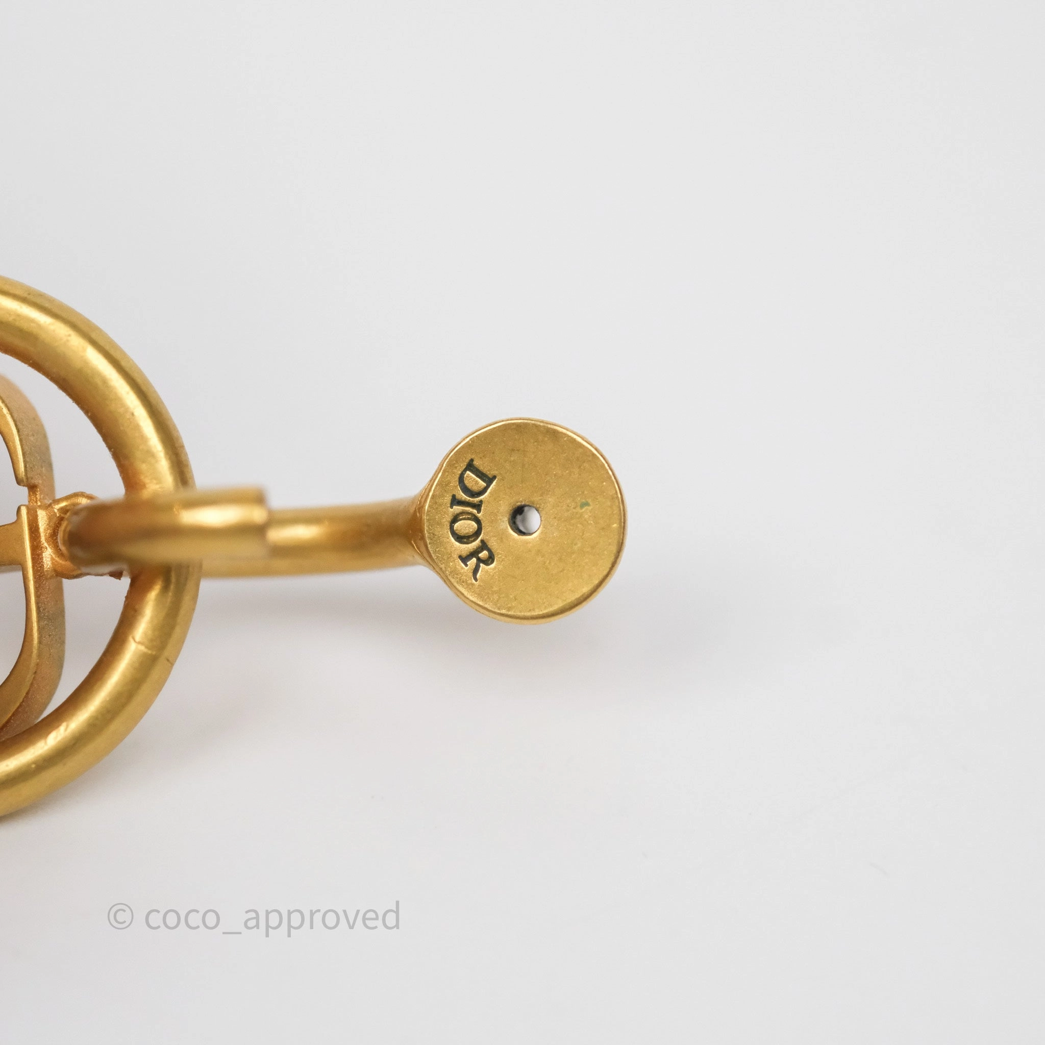 Dior 30 Montaigne Pearl Drop Earrings Aged Gold Tone