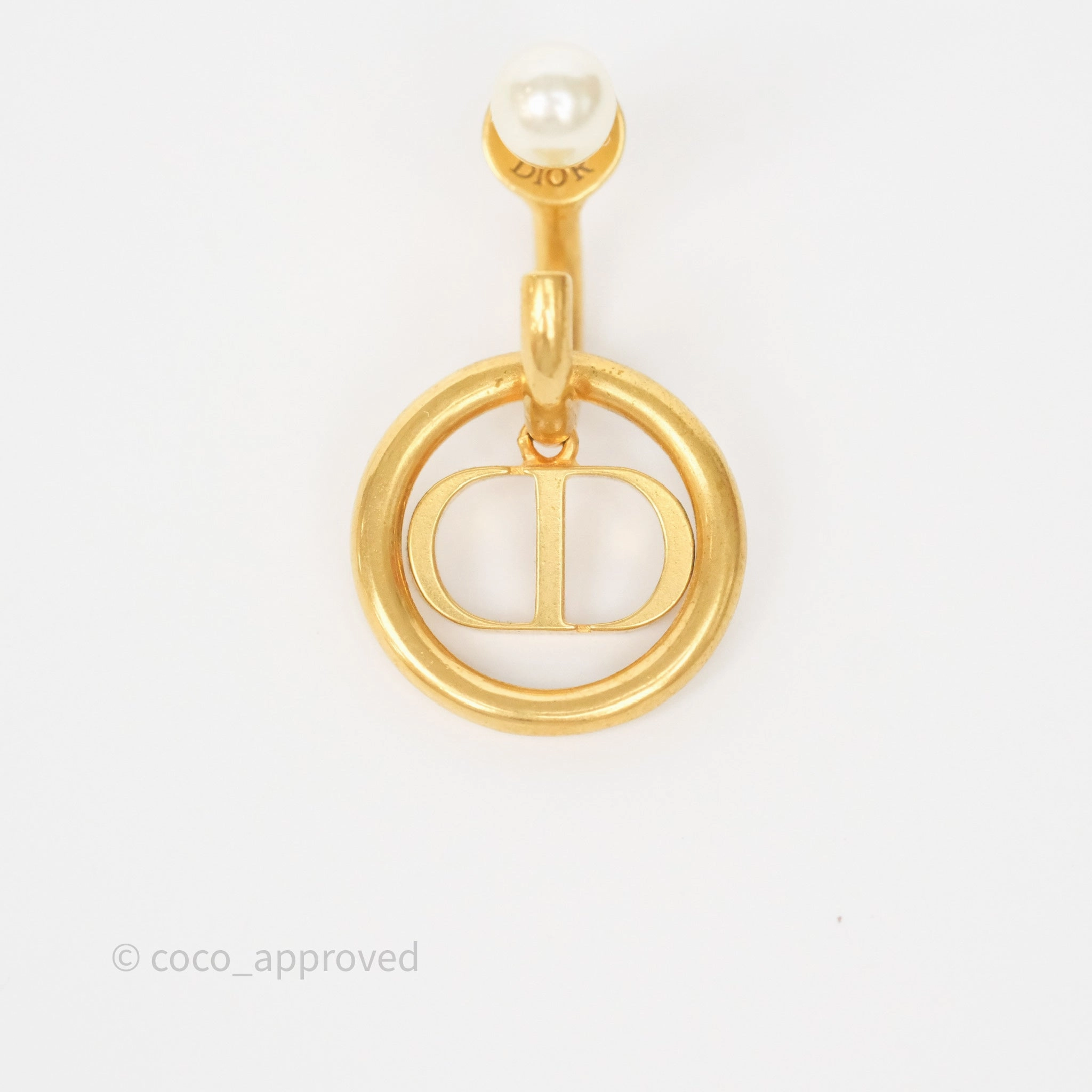 Dior 30 Montaigne Pearl Drop Earrings Aged Gold Tone