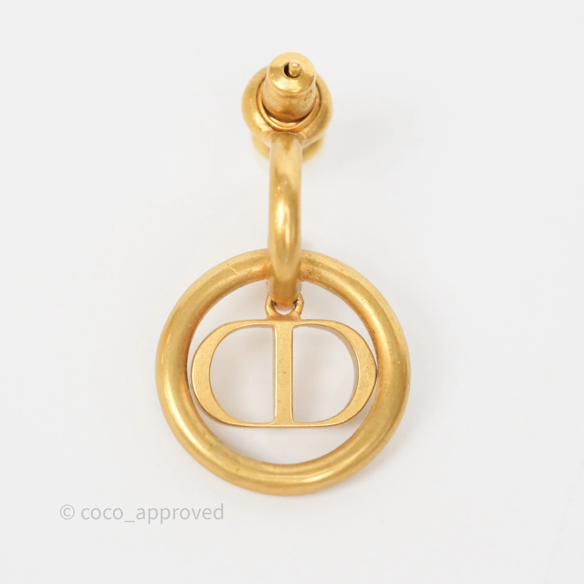 Dior 30 Montaigne Pearl Drop Earrings Aged Gold Tone