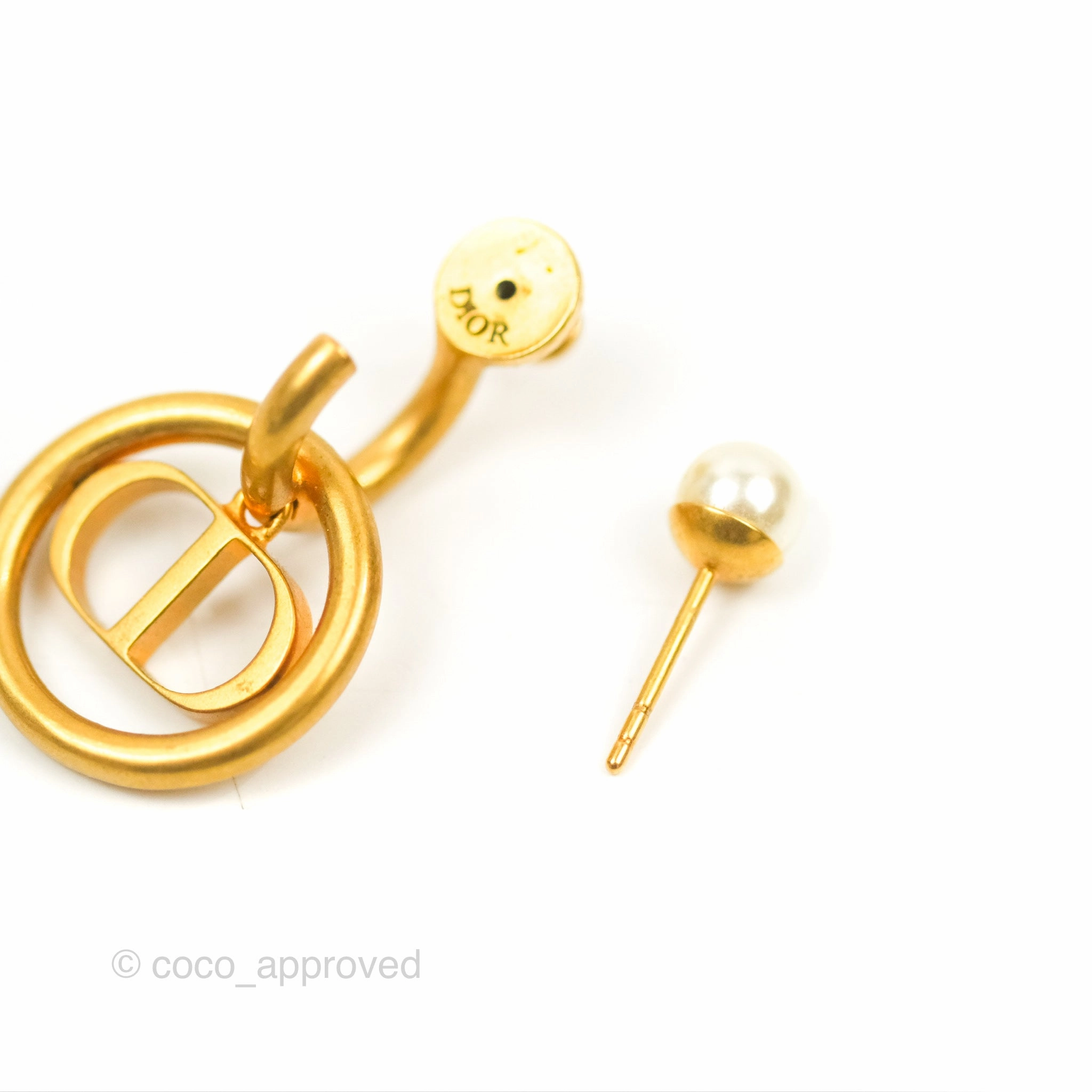 Dior 30 Montaigne Pearl Drop Earrings Gold Tone