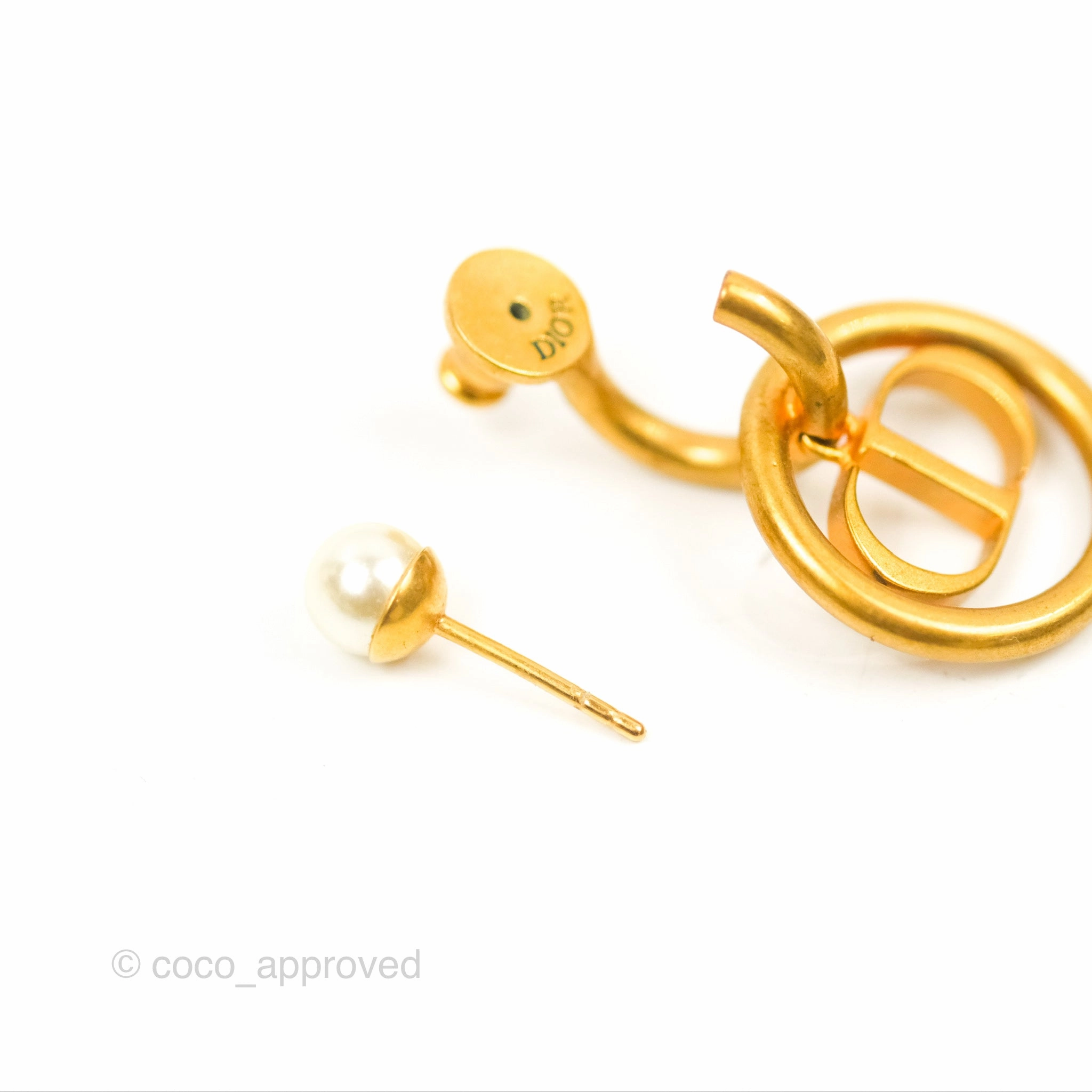 Dior 30 Montaigne Pearl Drop Earrings Gold Tone