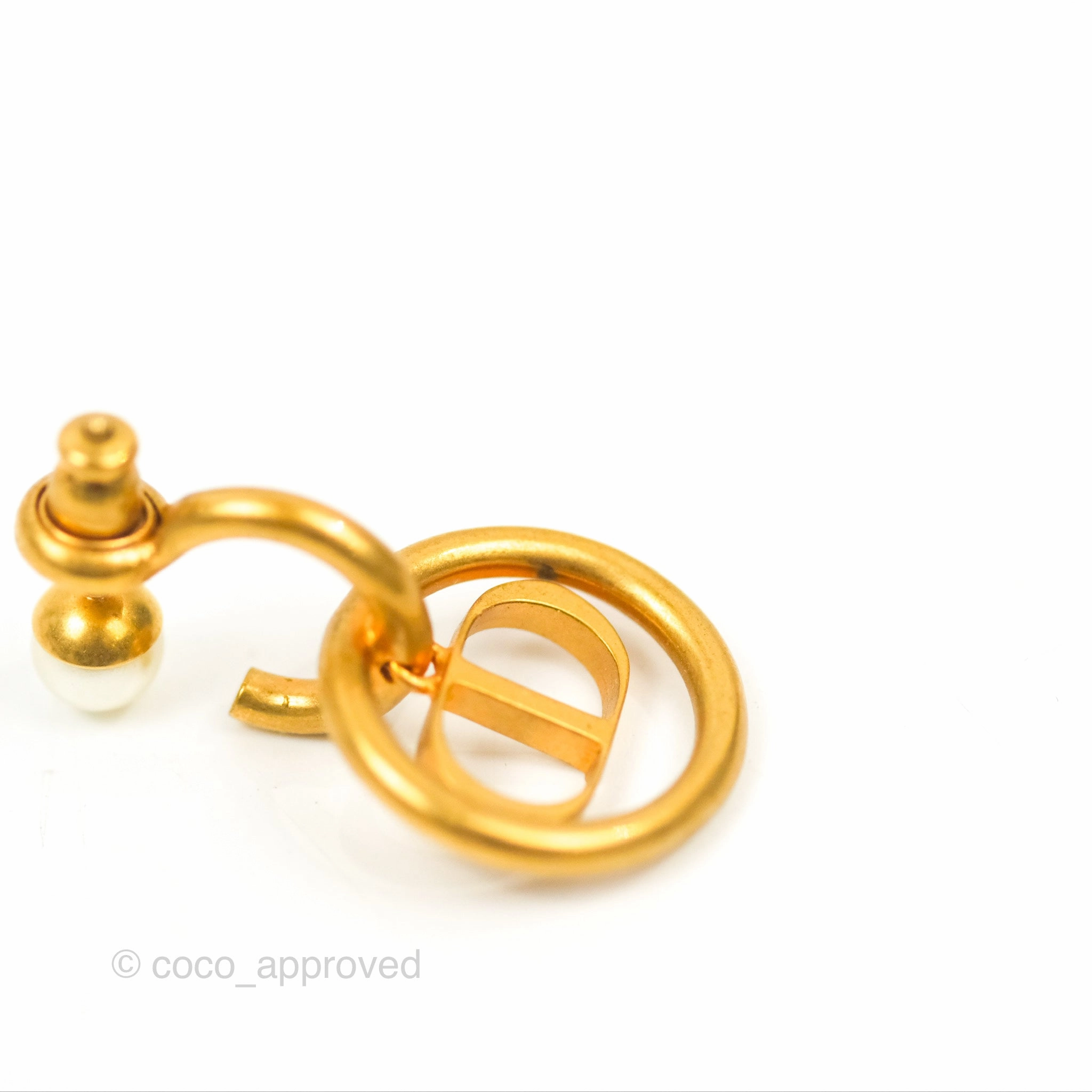 Dior 30 Montaigne Pearl Drop Earrings Gold Tone