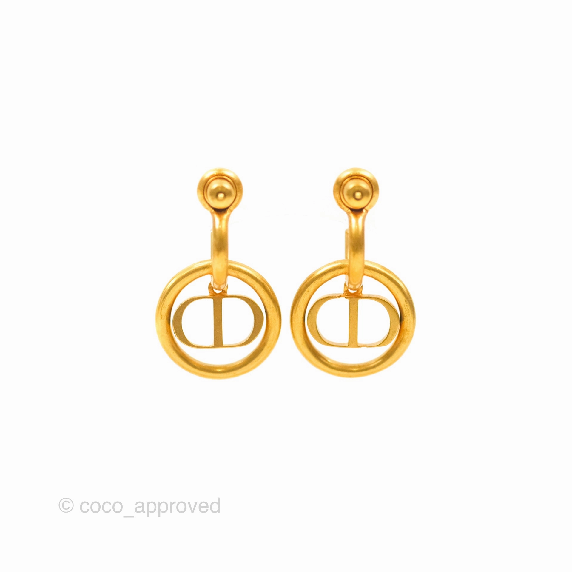 Dior 30 Montaigne Pearl Drop Earrings Gold Tone