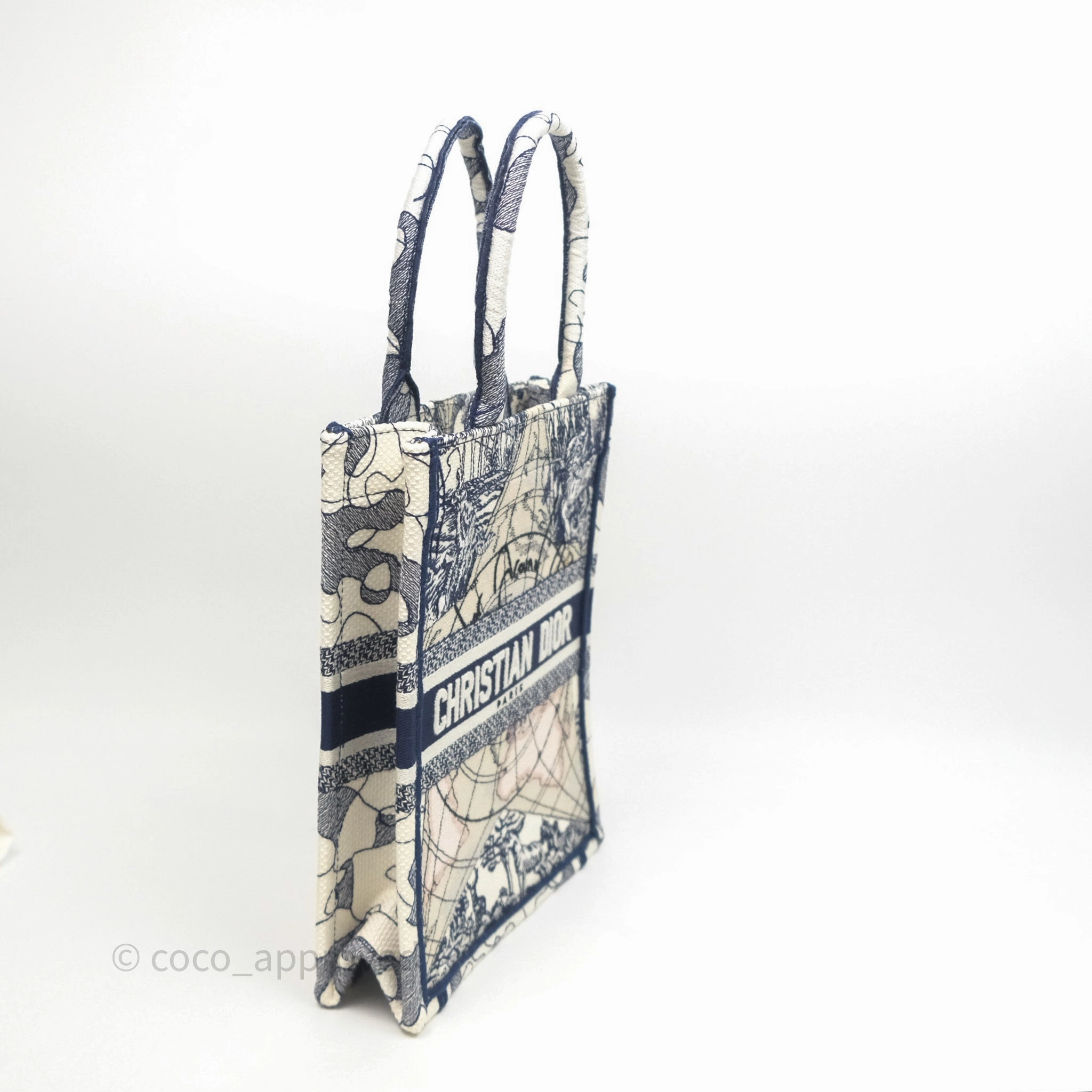 Dior Around The World Vertical Book Tote Blue White
