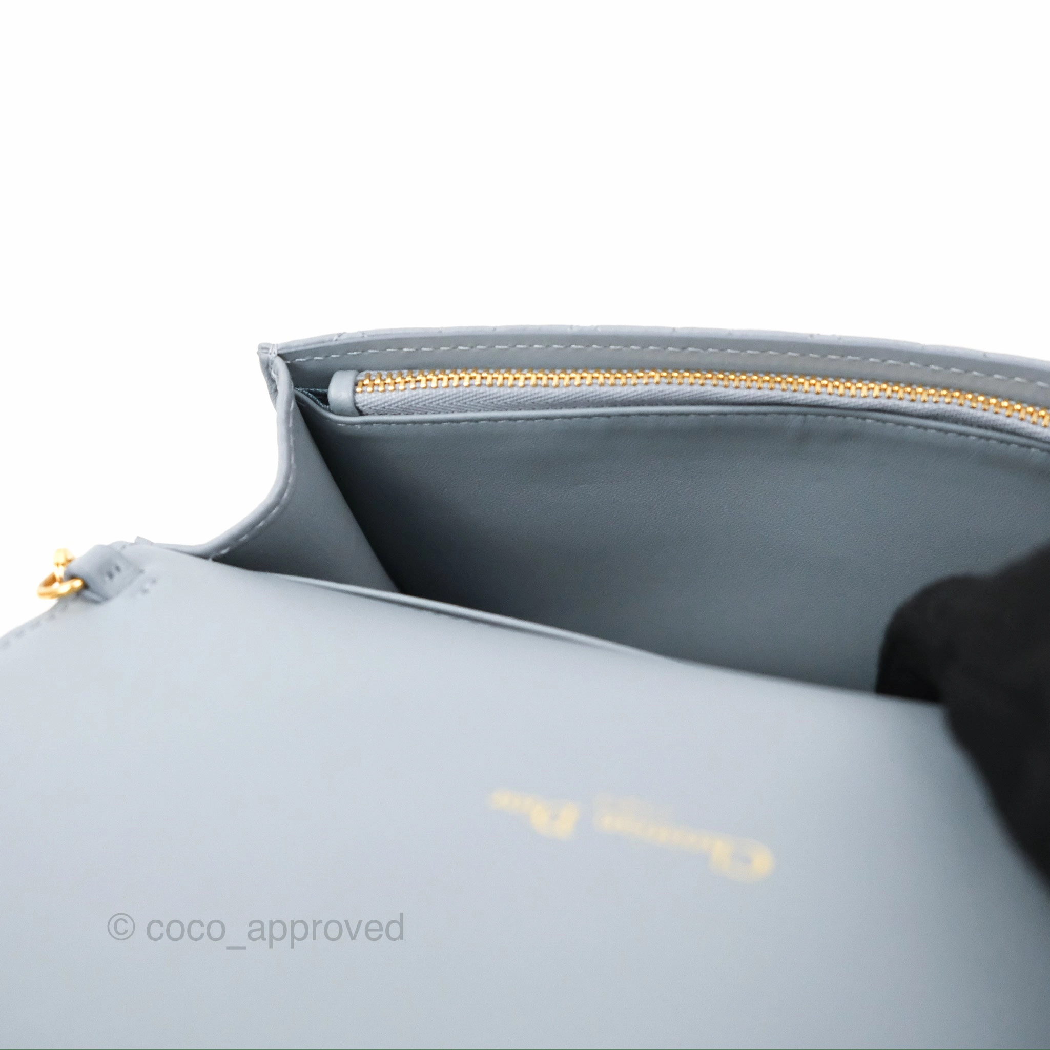 Dior Caro Pouch With Chain Cloud Blue Cannage Calfskin