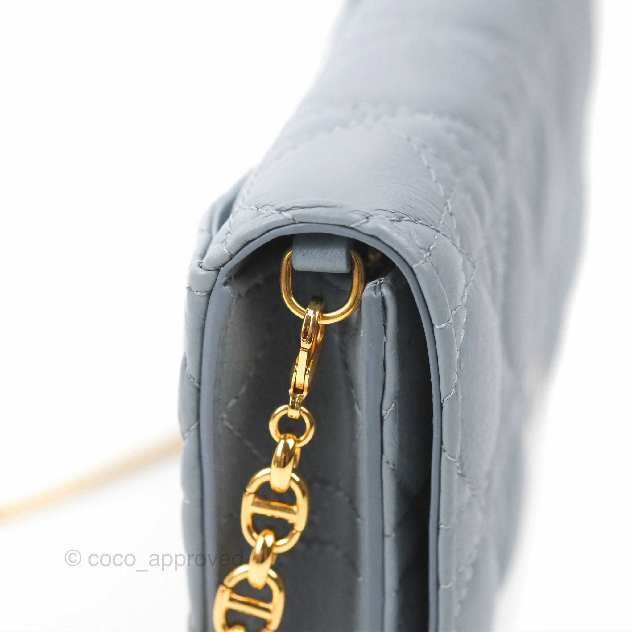 Dior Caro Pouch With Chain Cloud Blue Cannage Calfskin