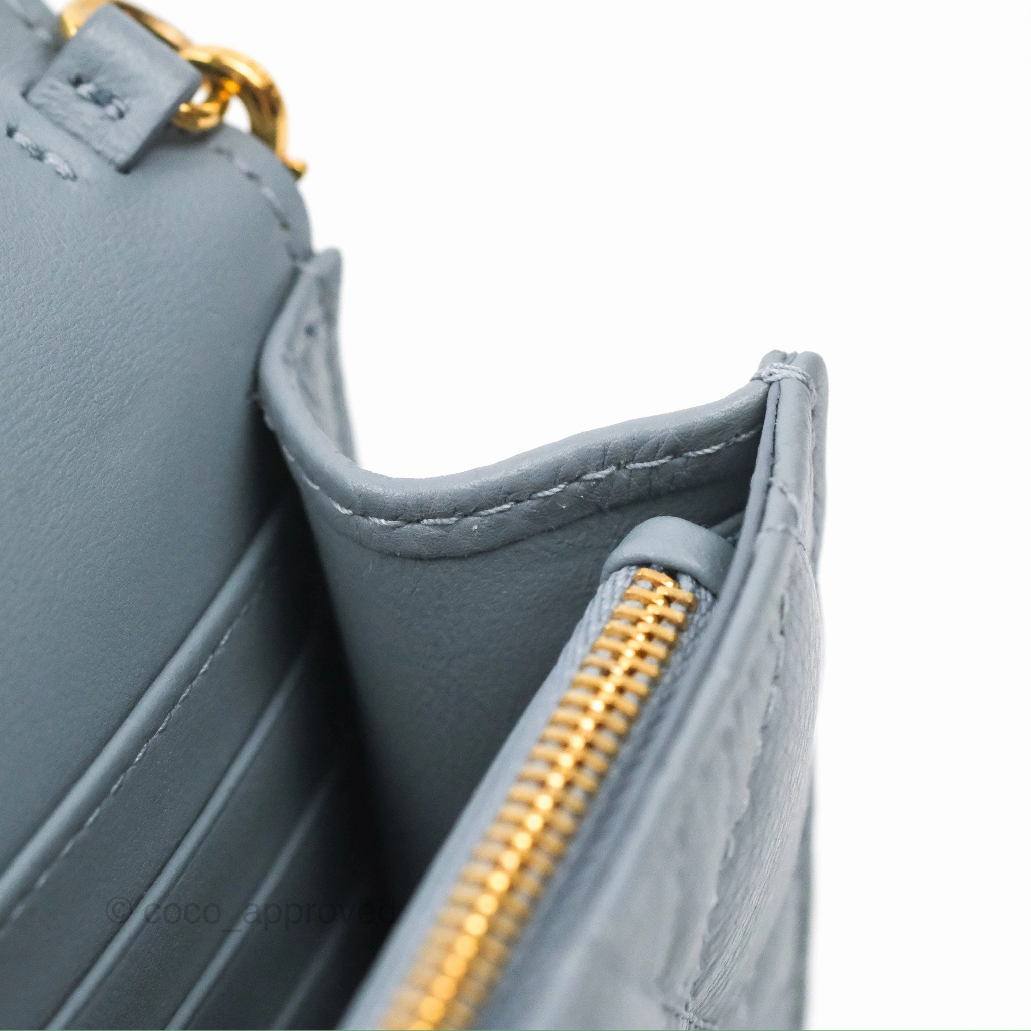 Dior Caro Pouch With Chain Cloud Blue Cannage Calfskin