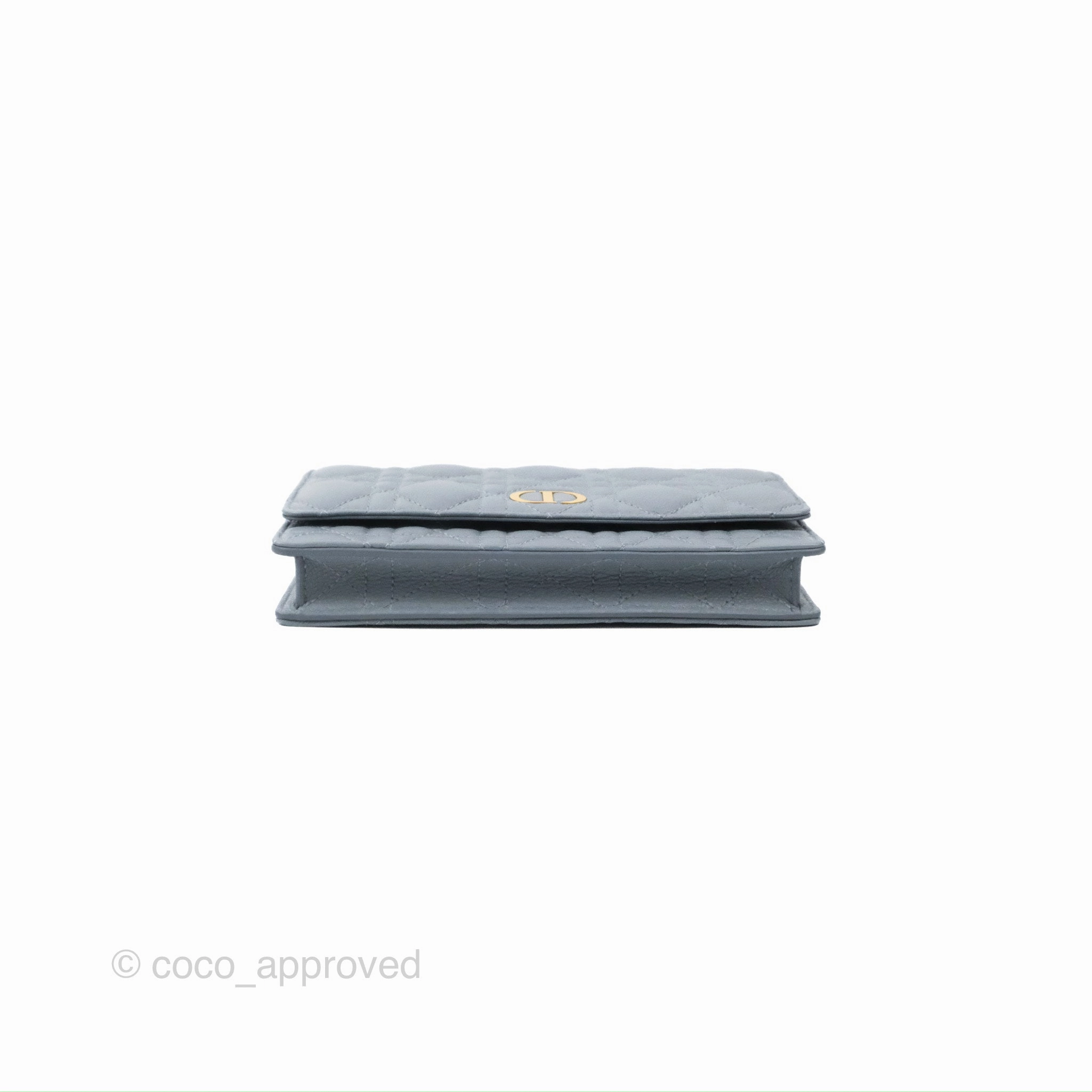 Dior Caro Pouch With Chain Cloud Blue Cannage Calfskin
