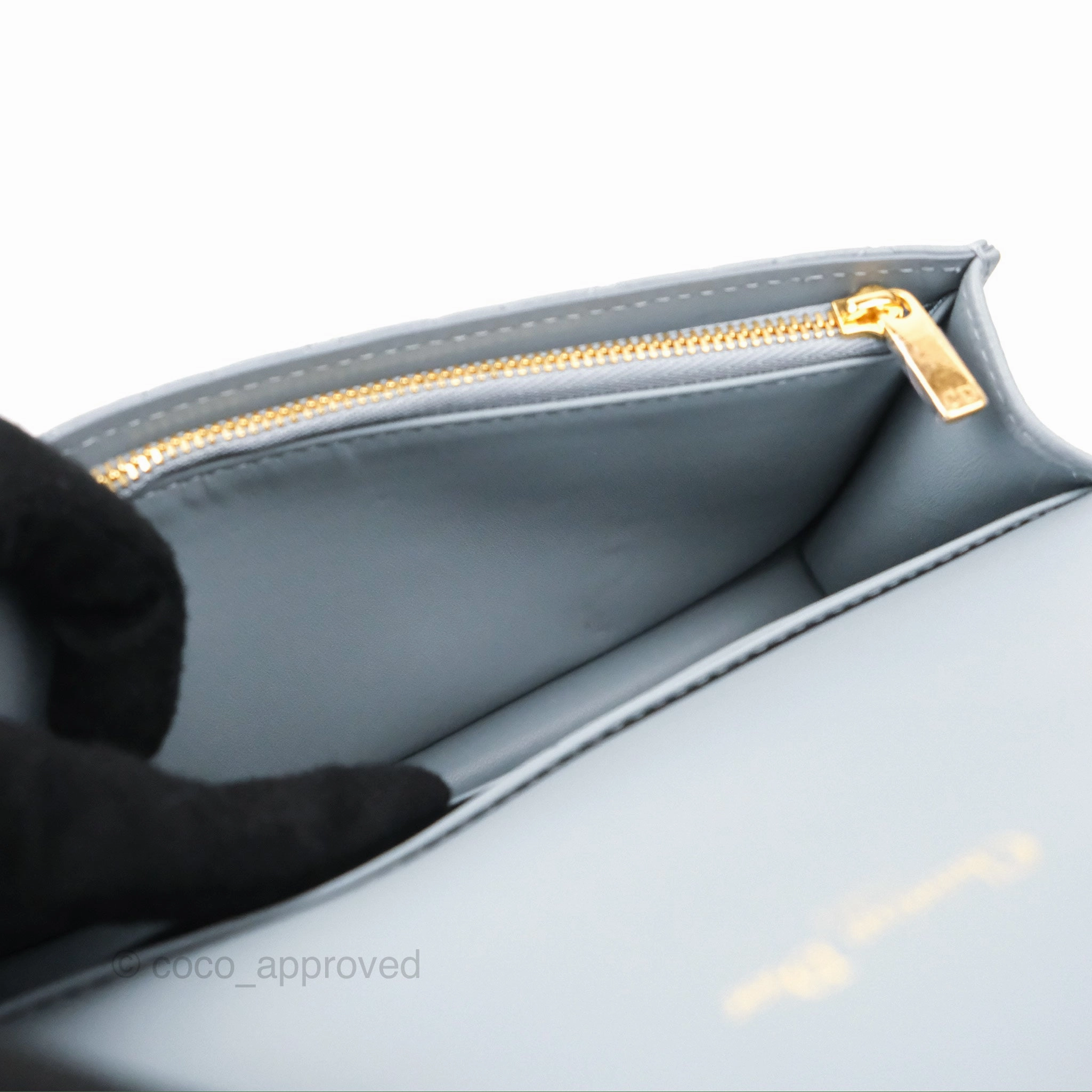 Dior Caro Pouch With Chain Cloud Blue Cannage Calfskin