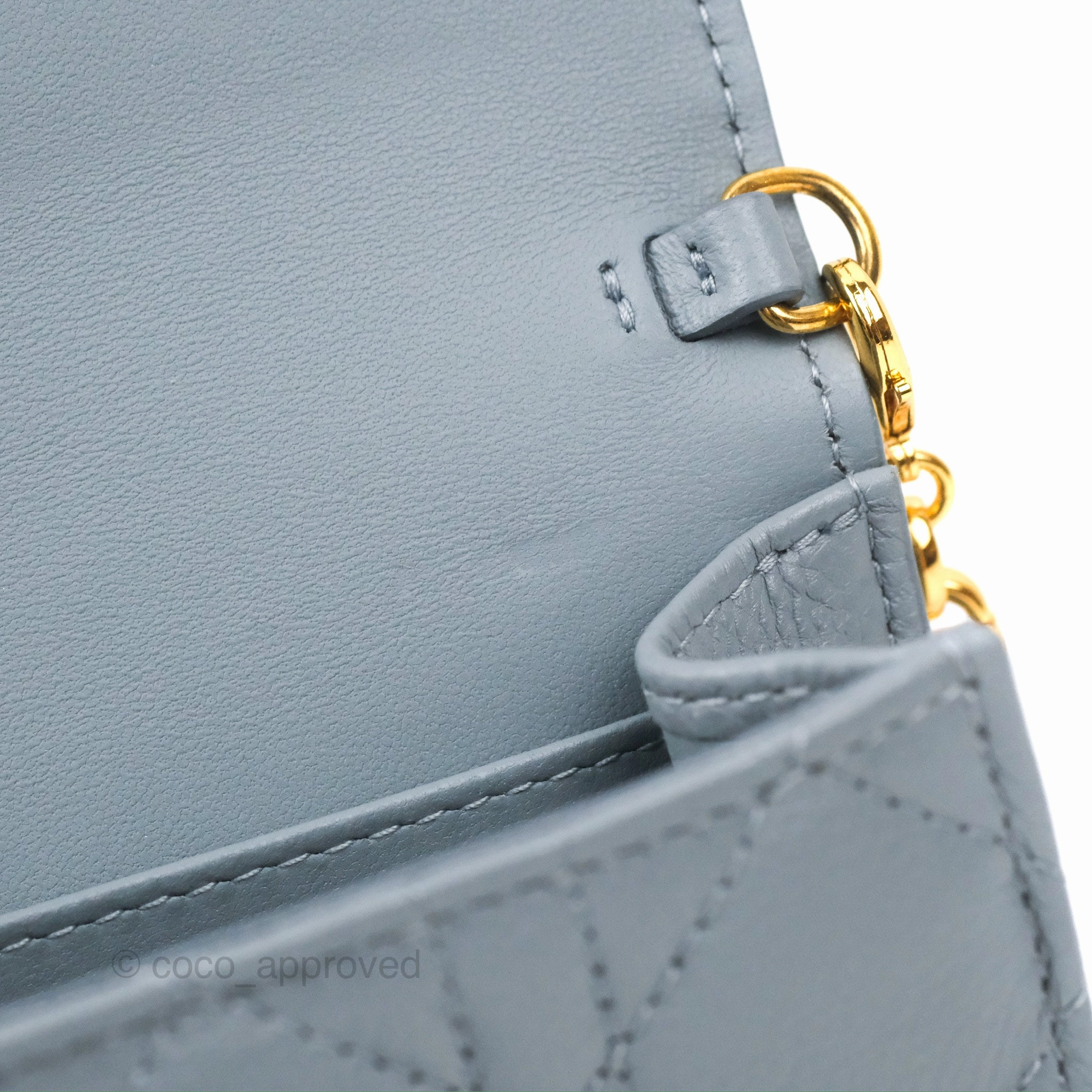 Dior Caro Pouch With Chain Cloud Blue Cannage Calfskin