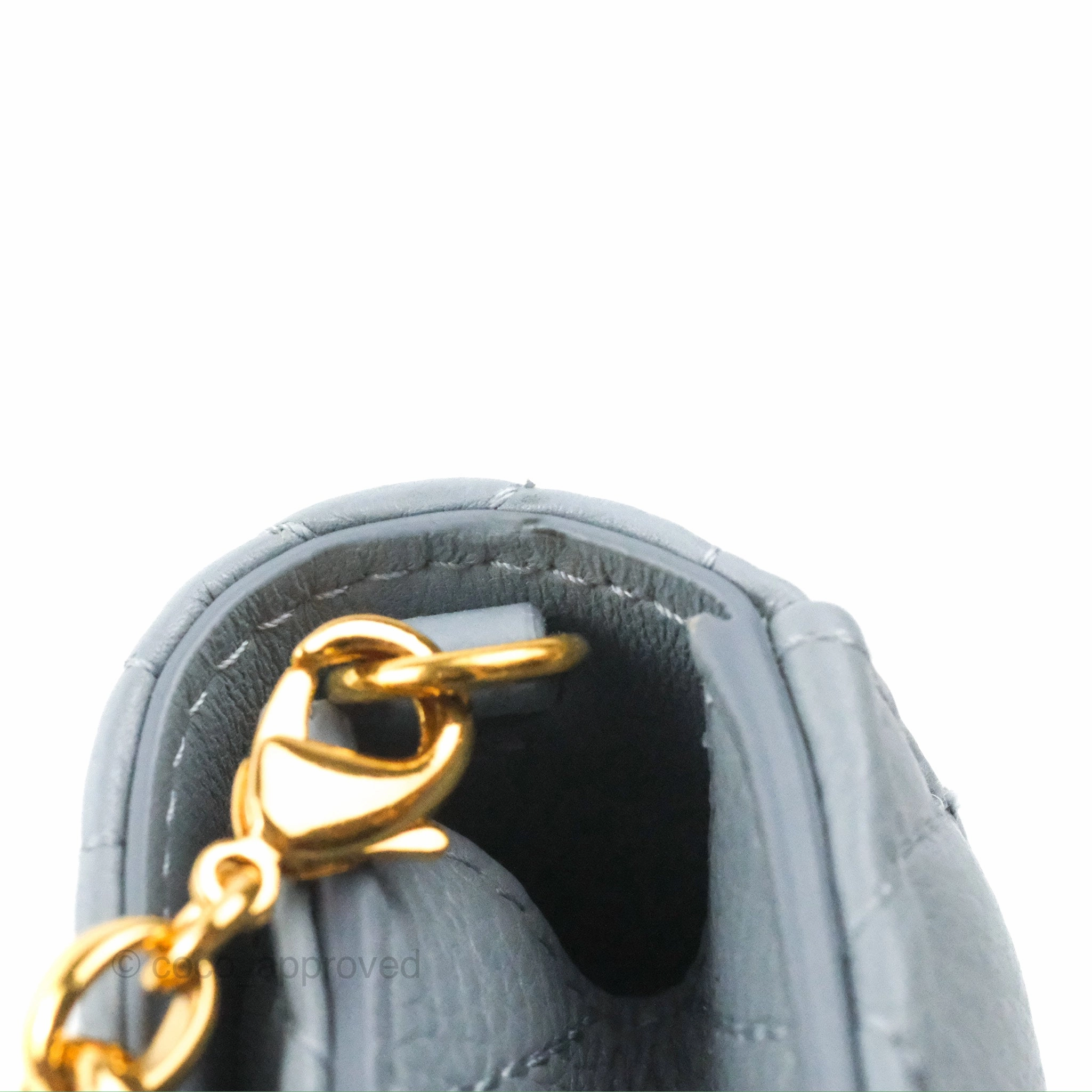 Dior Caro Pouch With Chain Cloud Blue Cannage Calfskin