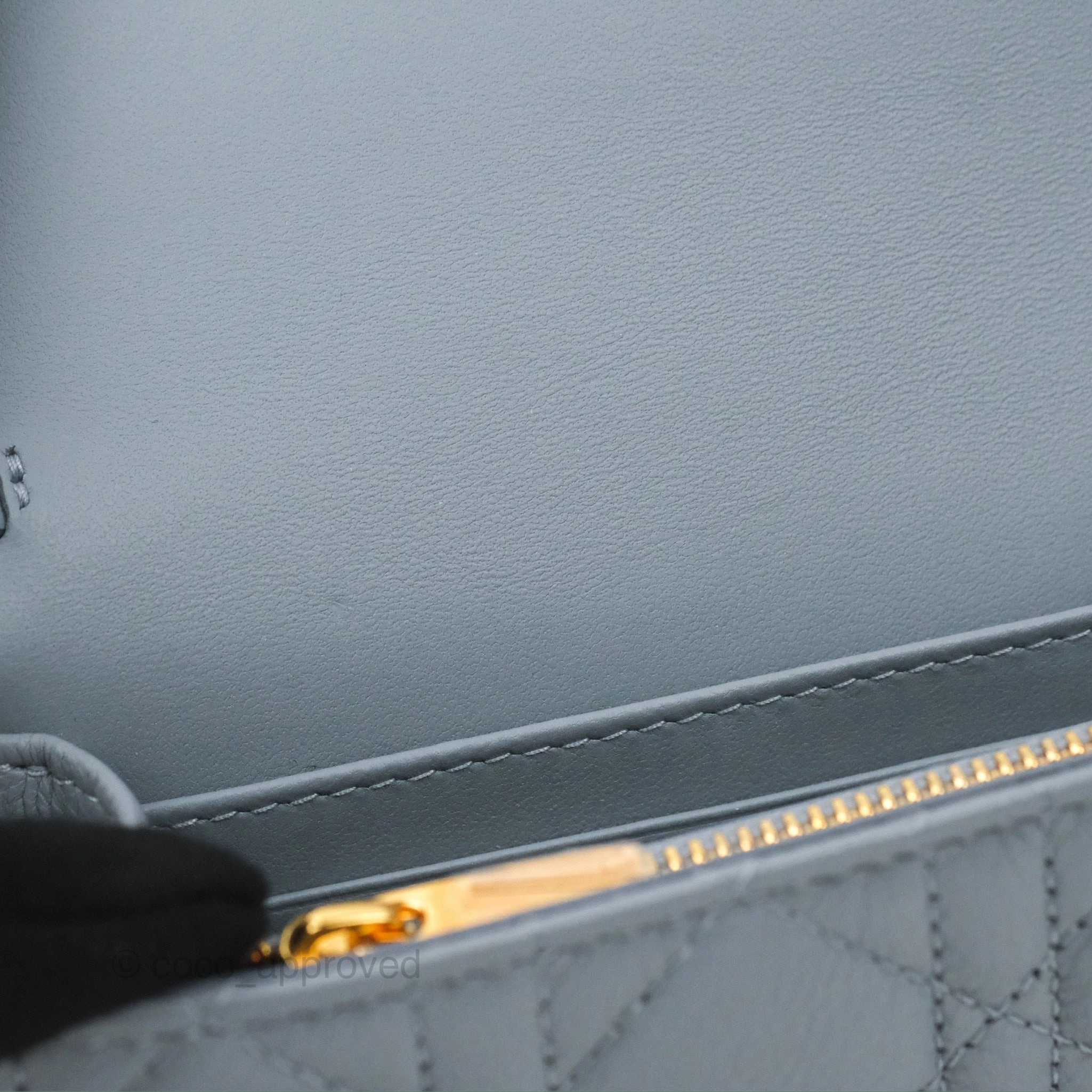 Dior Caro Pouch With Chain Cloud Blue Cannage Calfskin